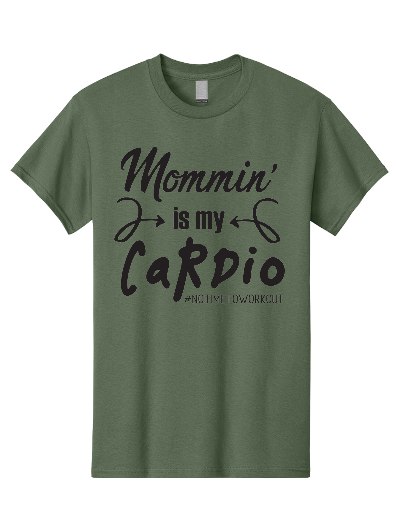 Mommin-Is-My-Cardio Men'S Graphic Tee, 100% Cotton, Comfortable Casual Summer Wear, Machine Washable, Mom Life, Mommin', Cardio Workout, Funny Quotes, Mom Humor, Parenting, Motherhood, Fitness Motivation, Humor For Moms, No Time To Workout Aad016