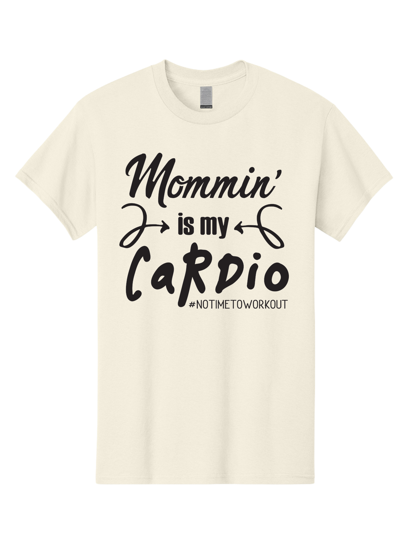 Mommin-Is-My-Cardio Men'S Graphic Tee, 100% Cotton, Comfortable Casual Summer Wear, Machine Washable, Mom Life, Mommin', Cardio Workout, Funny Quotes, Mom Humor, Parenting, Motherhood, Fitness Motivation, Humor For Moms, No Time To Workout Aad016