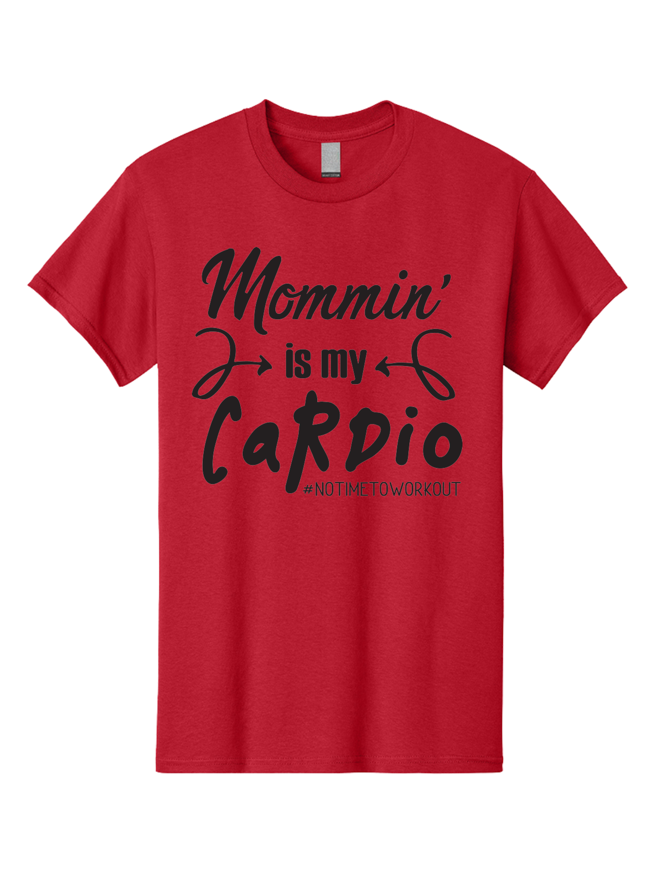 Mommin-Is-My-Cardio Men'S Graphic Tee, 100% Cotton, Comfortable Casual Summer Wear, Machine Washable, Mom Life, Mommin', Cardio Workout, Funny Quotes, Mom Humor, Parenting, Motherhood, Fitness Motivation, Humor For Moms, No Time To Workout Aad016