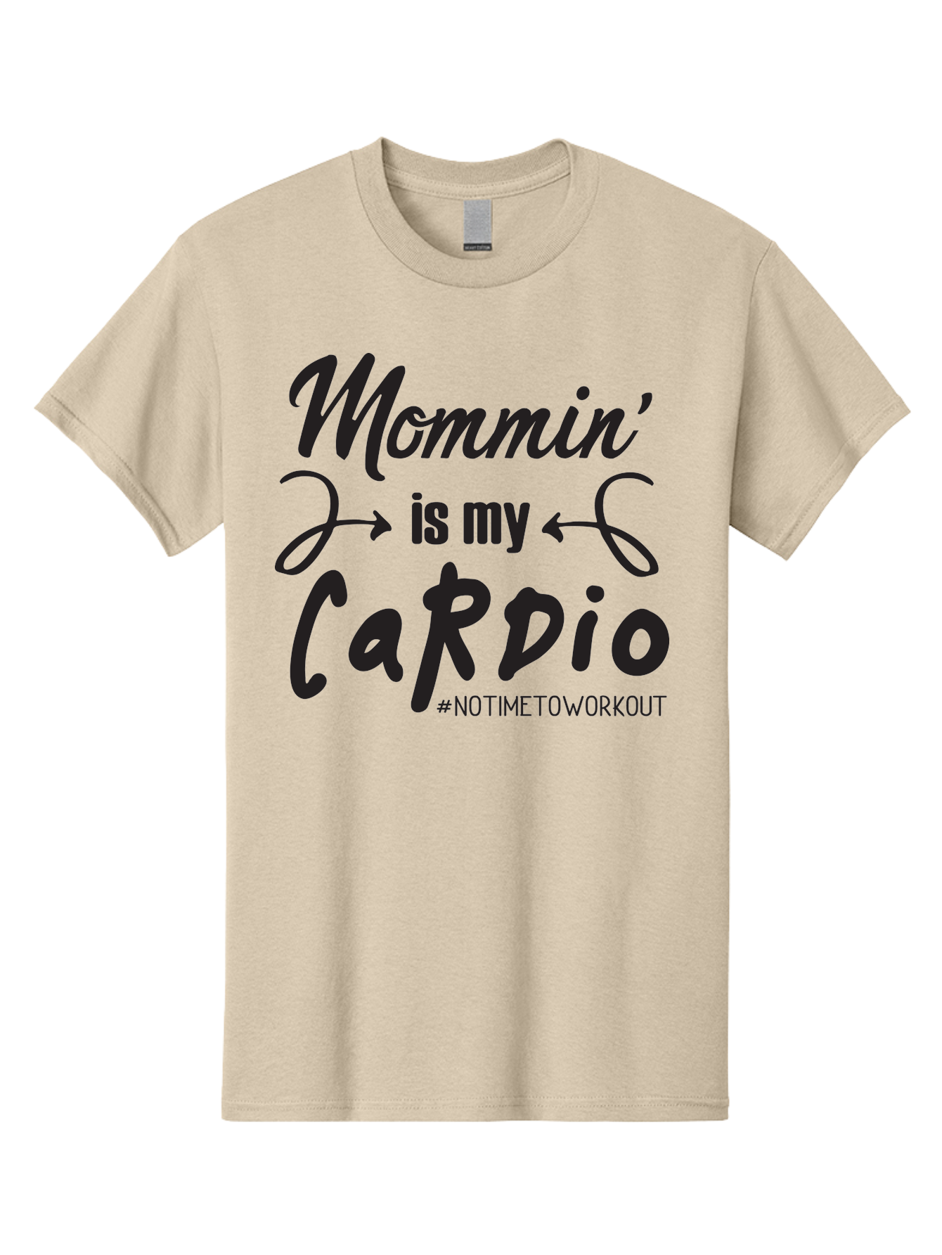 Mommin-Is-My-Cardio Men'S Graphic Tee, 100% Cotton, Comfortable Casual Summer Wear, Machine Washable, Mom Life, Mommin', Cardio Workout, Funny Quotes, Mom Humor, Parenting, Motherhood, Fitness Motivation, Humor For Moms, No Time To Workout Aad016