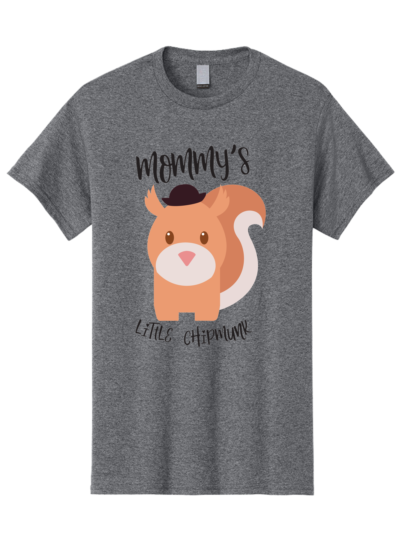 Mommy-S-Little-Chipmunk Men'S Graphic Tee, 100% Cotton, Comfortable Casual Summer Wear, Machine Washable, Chipmunk Cartoon, Animal Graphics, Cartoon Character Design, Nursery Art, Cute Squirrel Illustration, Children'S Graphic Design, Aad017