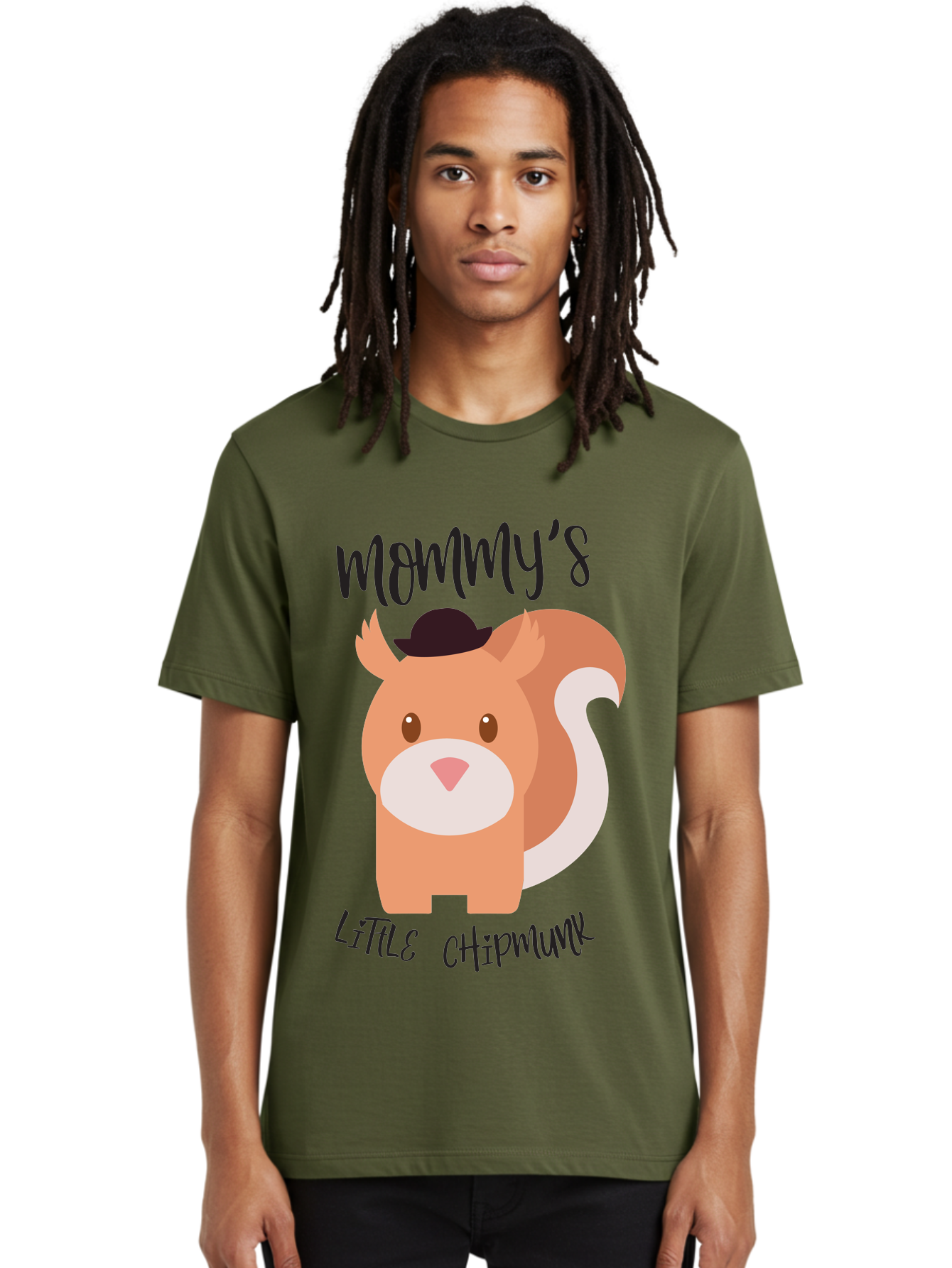 Mommy-S-Little-Chipmunk Men'S Graphic Tee, 100% Cotton, Comfortable Casual Summer Wear, Machine Washable, Chipmunk Cartoon, Animal Graphics, Cartoon Character Design, Nursery Art, Cute Squirrel Illustration, Children'S Graphic Design, Aad017