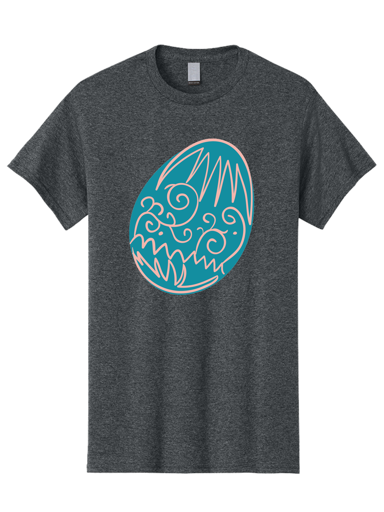 Monster-Egg Men'S Graphic Tee, 100% Cotton, Comfortable Casual Summer Wear, Machine Washable, Monster Face, Easter Egg, Blue Egg, White Outline, Playful Design, Cartoon Style, Abstract Art, Creative Illustration, Fantasy Creature, Aad020