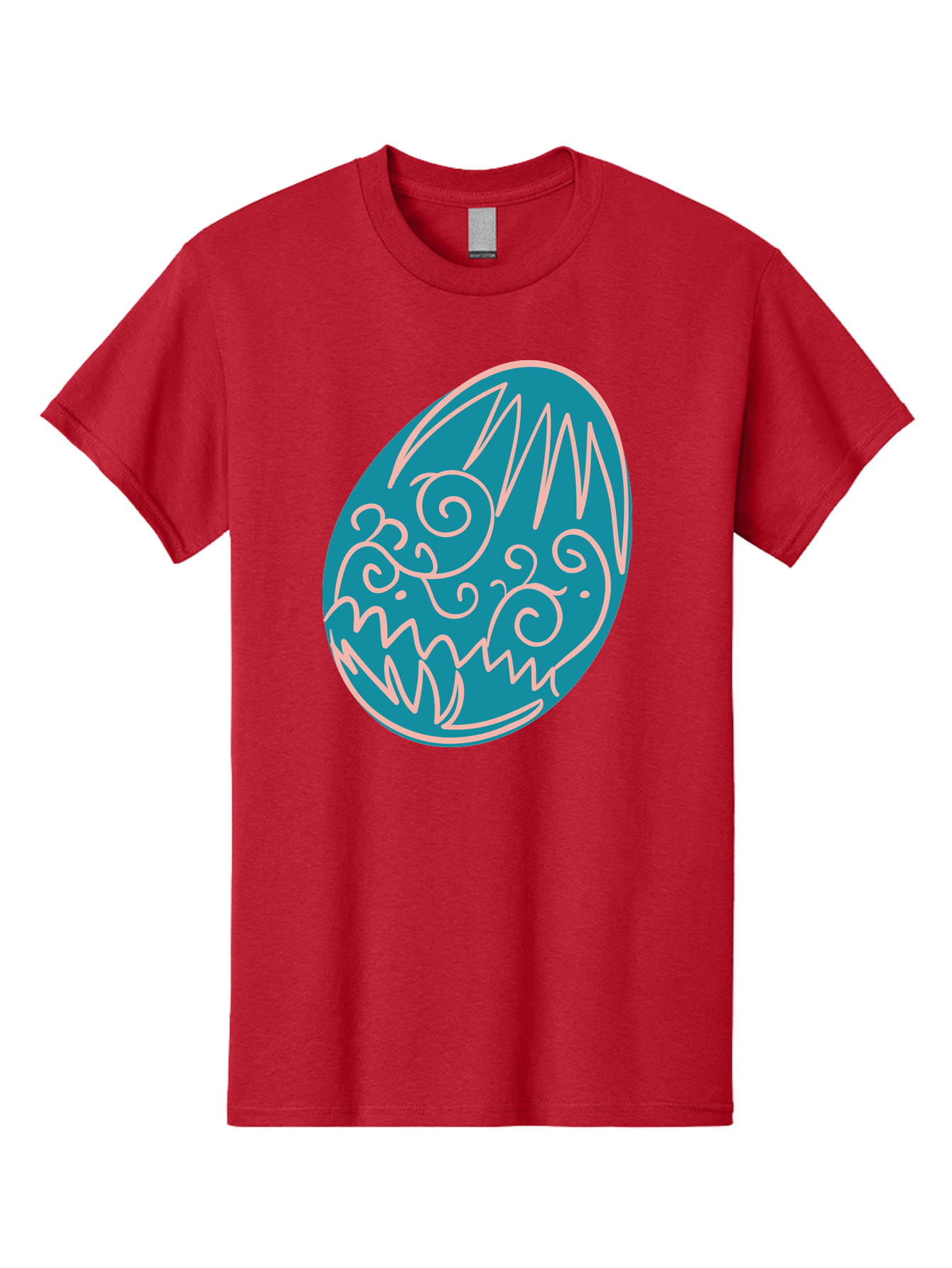 Monster-Egg Men'S Graphic Tee, 100% Cotton, Comfortable Casual Summer Wear, Machine Washable, Monster Face, Easter Egg, Blue Egg, White Outline, Playful Design, Cartoon Style, Abstract Art, Creative Illustration, Fantasy Creature, Aad020