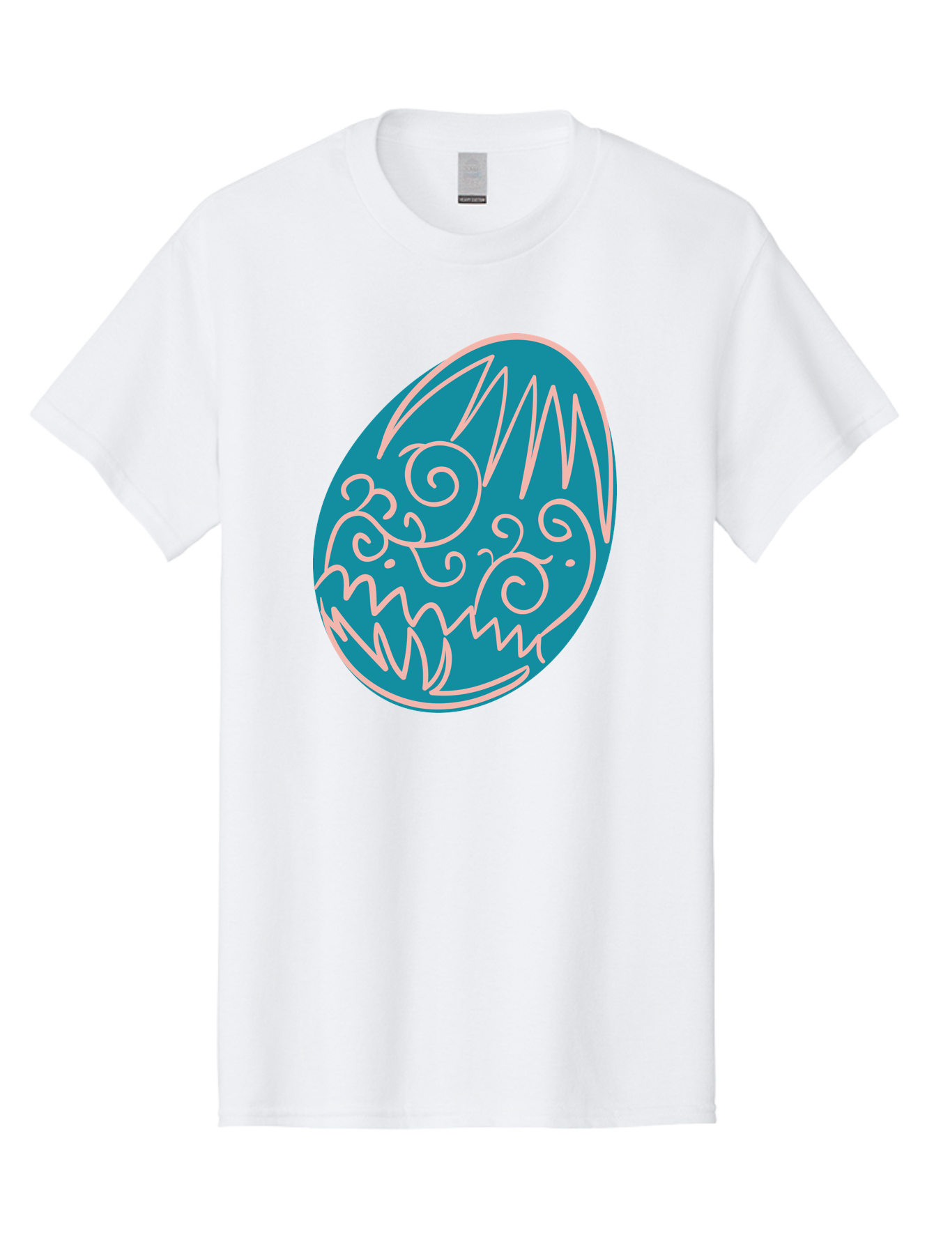 Monster-Egg Men'S Graphic Tee, 100% Cotton, Comfortable Casual Summer Wear, Machine Washable, Monster Face, Easter Egg, Blue Egg, White Outline, Playful Design, Cartoon Style, Abstract Art, Creative Illustration, Fantasy Creature, Aad020