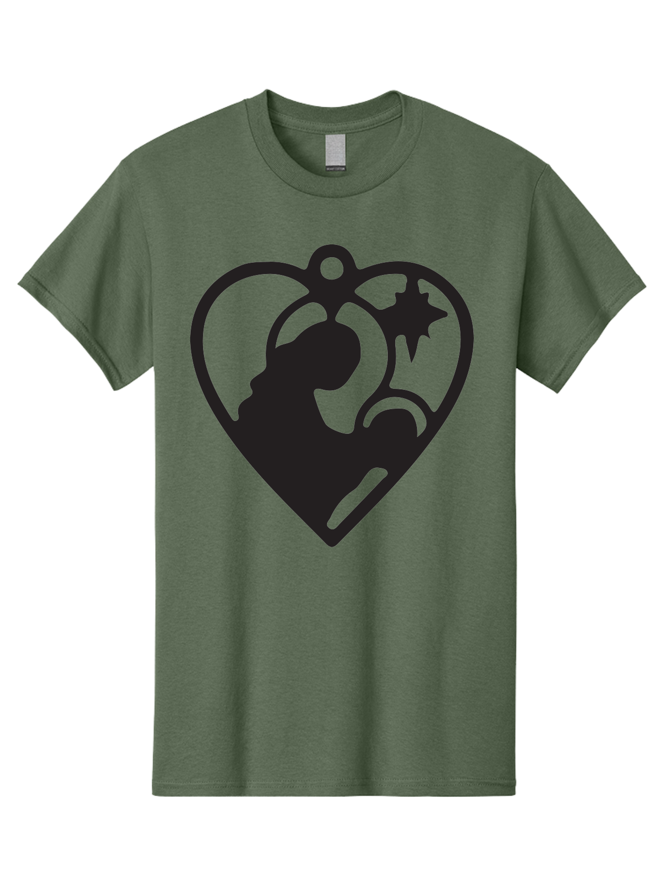 Mother-And-Child Men'S Graphic Tee, 100% Cotton, Comfortable Casual Summer Wear, Machine Washable, Mother And Child Silhouette, Heart-Shaped Ornament, Love Symbol, Family Bond, Nurturing Moment, Star And Crescent Moon Aad021