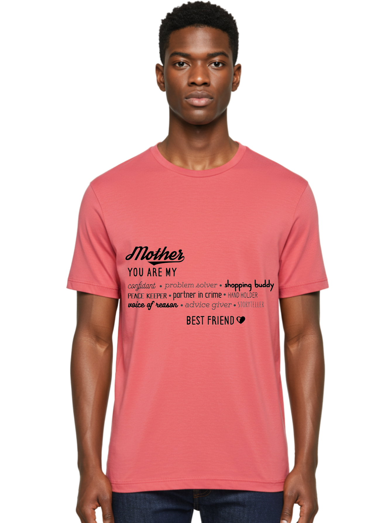 Mother Men'S Graphic Tee, 100% Cotton, Comfortable Casual Summer Wear, Machine Washable, Mother'S Day Card, Personalized Gift, Mother'S Love, Best Friend, Heartfelt Message, Appreciation, Gratitude, Mother'S Role, Family Bonding, Aad026