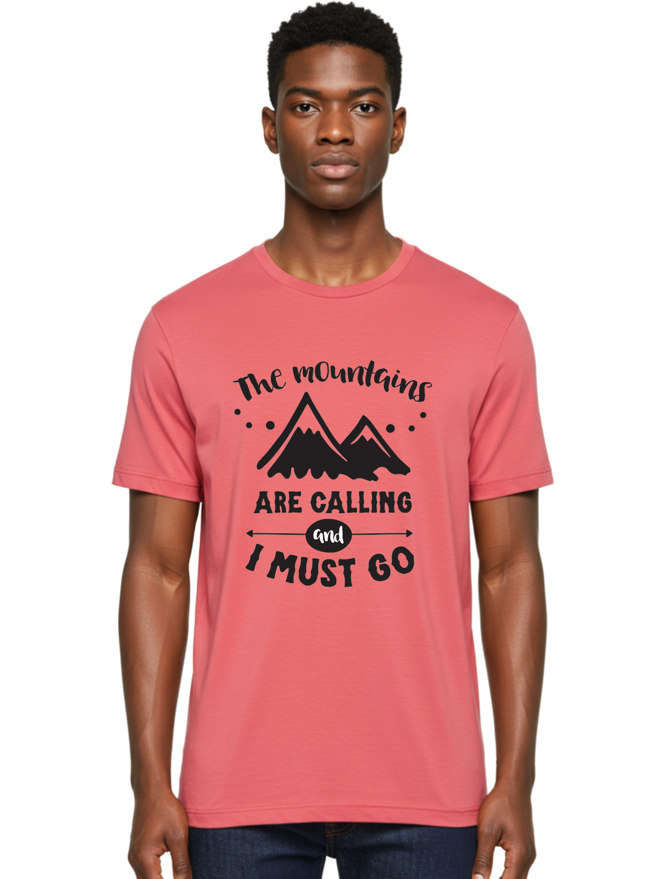 Mountains-Are-Calling Men'S Graphic Tee, 100% Cotton, Comfortable Casual Summer Wear, Machine Washable, Mountain Adventure, Adventure Travel, Inspirational Quote, Outdoorsy, Wanderlust, Motivational Quote, Travel Quote, Adventure Seeking, Aad030
