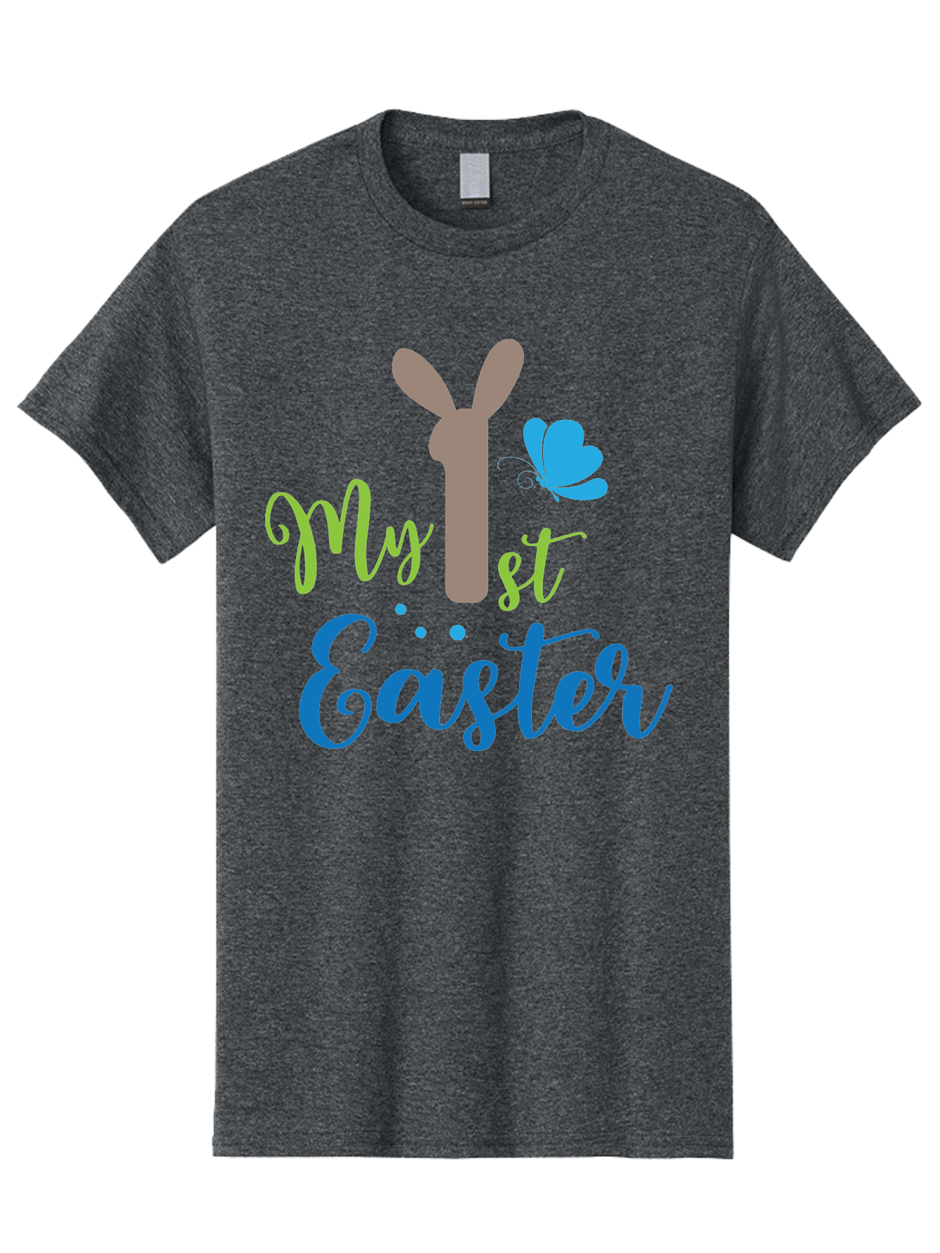 My-1St-Easter Men'S Graphic Tee, 100% Cotton, Comfortable Casual Summer Wear, Machine Washable, Easter Bunny Design, Baby'S First Easter, Easter Celebration, Spring Theme, Childrens Artwork, Cute Graphics, Festive Decorations, Easter Eggs, Aad034