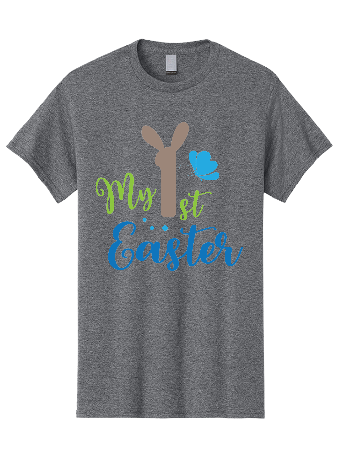 My-1St-Easter Men'S Graphic Tee, 100% Cotton, Comfortable Casual Summer Wear, Machine Washable, Easter Bunny Design, Baby'S First Easter, Easter Celebration, Spring Theme, Childrens Artwork, Cute Graphics, Festive Decorations, Easter Eggs, Aad034