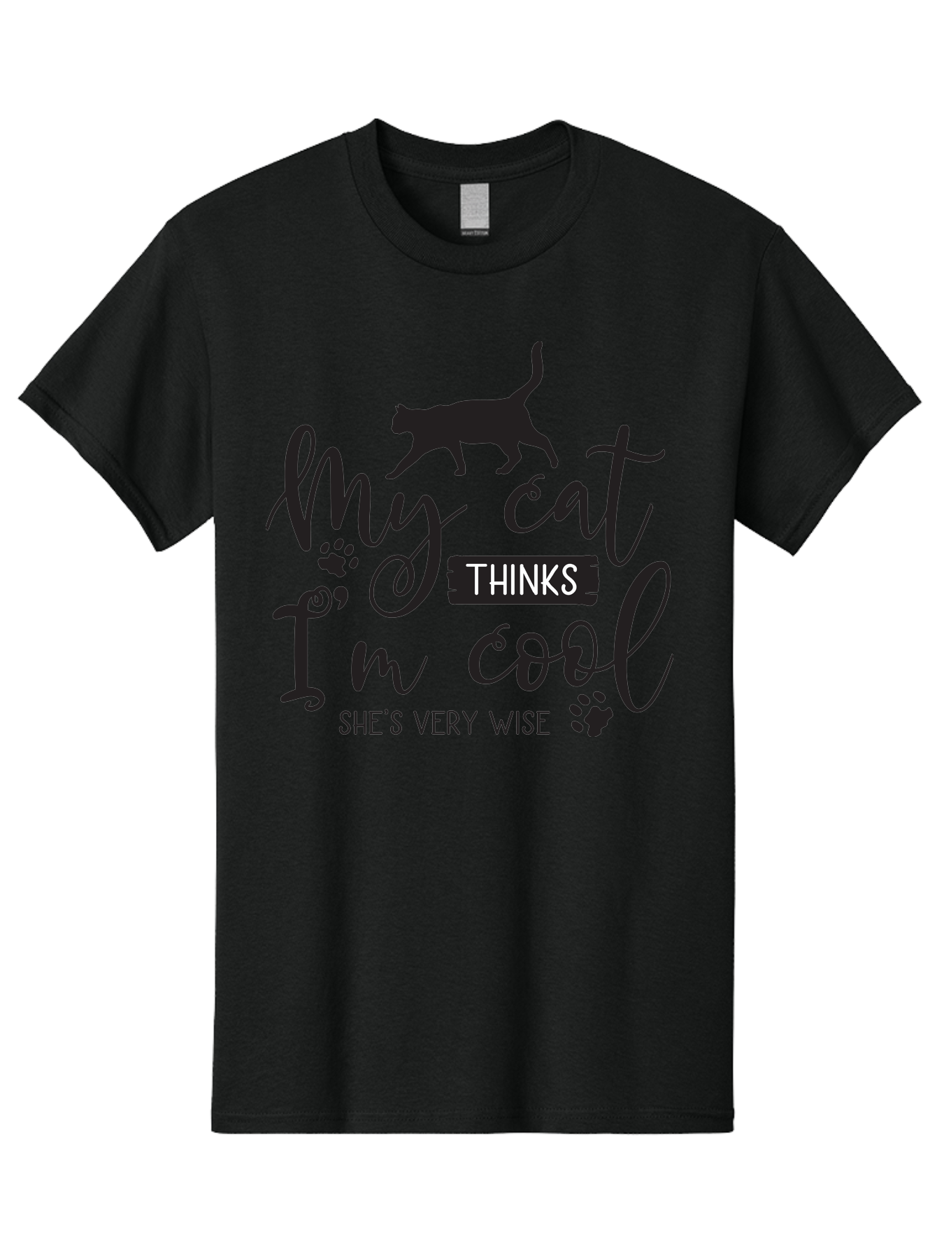 My-Cat-Thinks-I-M-Cool Men'S Graphic Tee, 100% Cotton, Comfortable Casual Summer Wear, Machine Washable, Funny Cat Quote, Cat Lovers Gift, Cool Cat Design, Feline Humor, Witty Saying, Cat Paw Prints, Clever Typography, Cat Silhouette Aad035