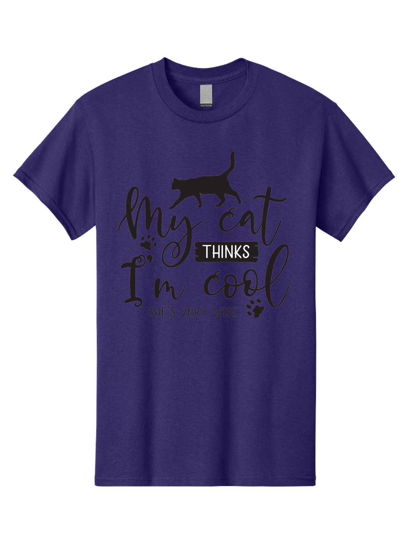 My-Cat-Thinks-I-M-Cool Men'S Graphic Tee, 100% Cotton, Comfortable Casual Summer Wear, Machine Washable, Funny Cat Quote, Cat Lovers Gift, Cool Cat Design, Feline Humor, Witty Saying, Cat Paw Prints, Clever Typography, Cat Silhouette Aad035