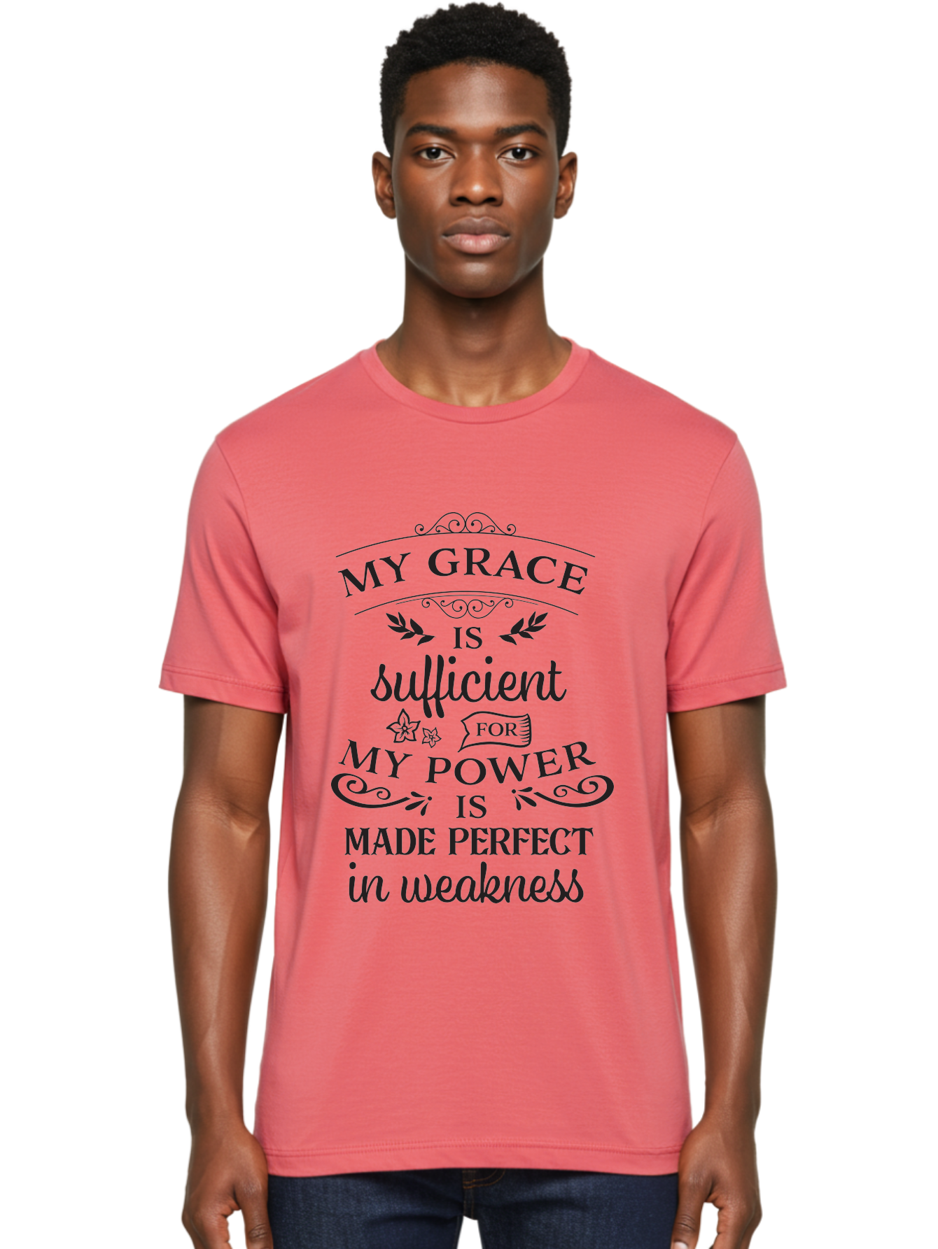 My-Grace-Is-Sufficient-1 Men'S Graphic Tee, 100% Cotton, Comfortable Casual Summer Wear, Machine Washable, Inspirational Quote, Motivational Words, Faith-Based Message, Inner Strength, Bible Verse, Spiritual Growth, Perseverance Aad037