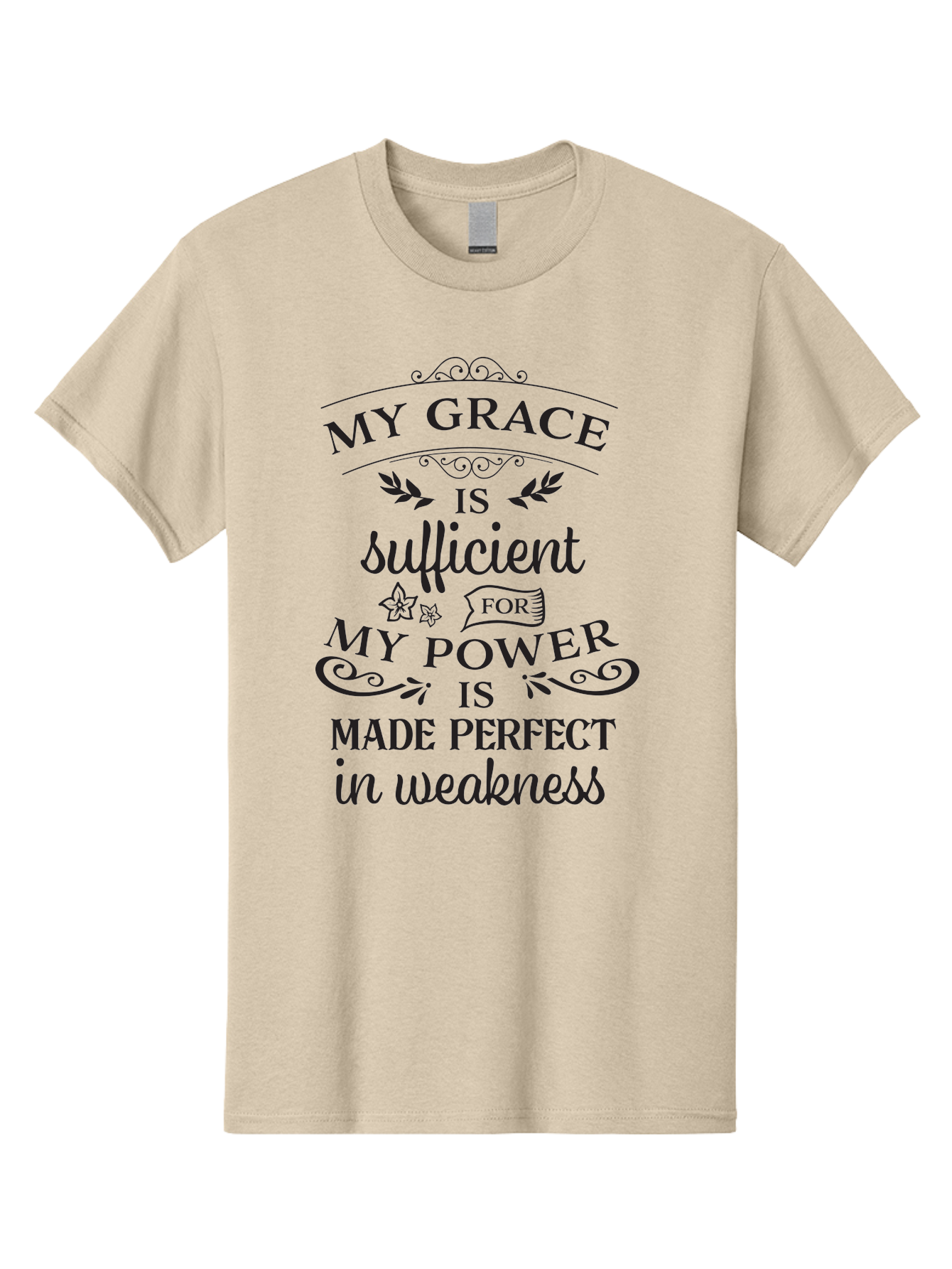 My-Grace-Is-Sufficient-1 Men'S Graphic Tee, 100% Cotton, Comfortable Casual Summer Wear, Machine Washable, Inspirational Quote, Motivational Words, Faith-Based Message, Inner Strength, Bible Verse, Spiritual Growth, Perseverance Aad037