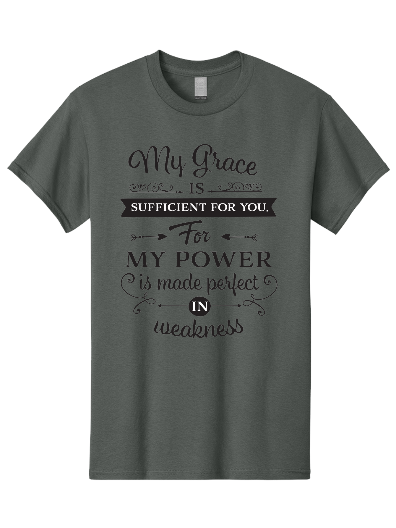 My-Grace-Is-Sufficient Men'S Graphic Tee, 100% Cotton, Comfortable Casual Summer Wear, Machine Washable, Inspirational Quote, Motivational Words, Faith-Based Message, Spiritual Guidance, Encouraging Scripture, Divine Love, Sacred Text, Aad038
