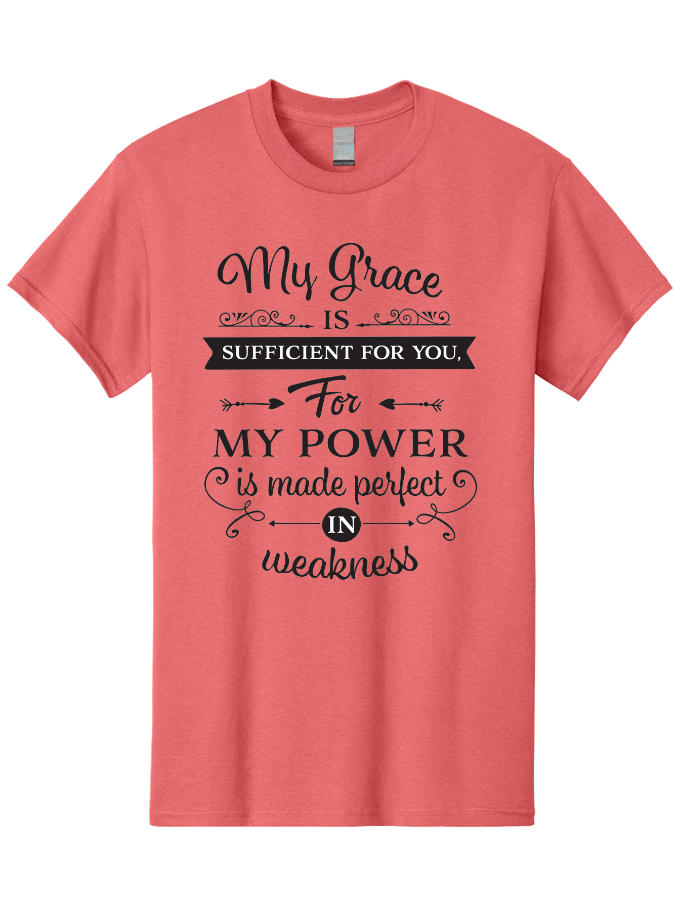 My-Grace-Is-Sufficient Men'S Graphic Tee, 100% Cotton, Comfortable Casual Summer Wear, Machine Washable, Inspirational Quote, Motivational Words, Faith-Based Message, Spiritual Guidance, Encouraging Scripture, Divine Love, Sacred Text, Aad038