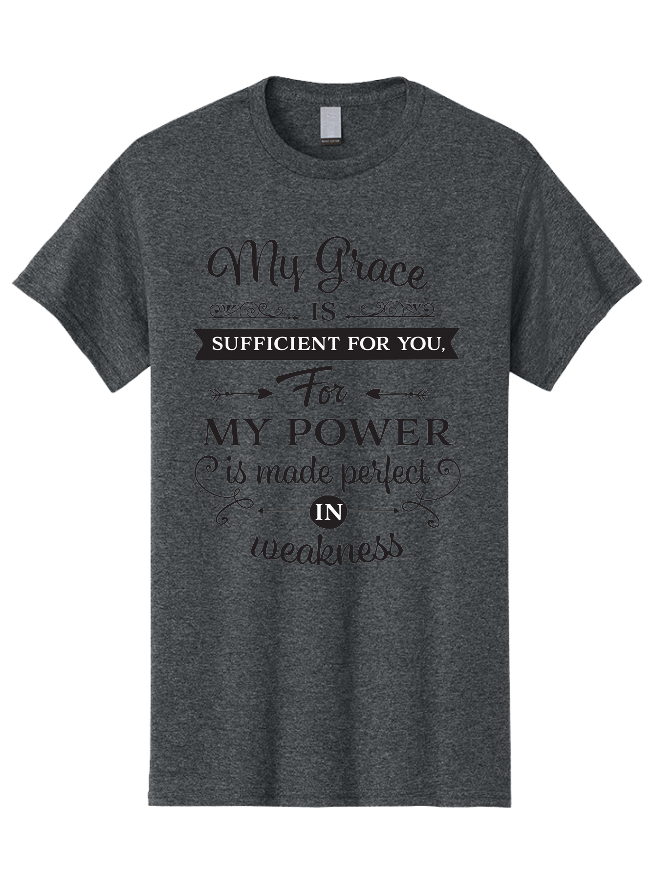 My-Grace-Is-Sufficient Men'S Graphic Tee, 100% Cotton, Comfortable Casual Summer Wear, Machine Washable, Inspirational Quote, Motivational Words, Faith-Based Message, Spiritual Guidance, Encouraging Scripture, Divine Love, Sacred Text, Aad038