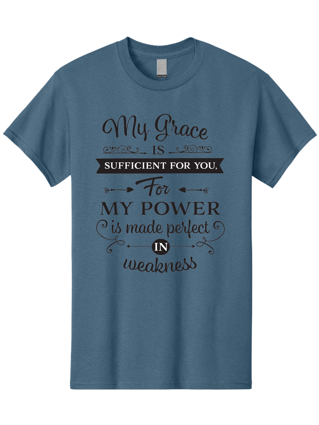 My-Grace-Is-Sufficient Men'S Graphic Tee, 100% Cotton, Comfortable Casual Summer Wear, Machine Washable, Inspirational Quote, Motivational Words, Faith-Based Message, Spiritual Guidance, Encouraging Scripture, Divine Love, Sacred Text, Aad038