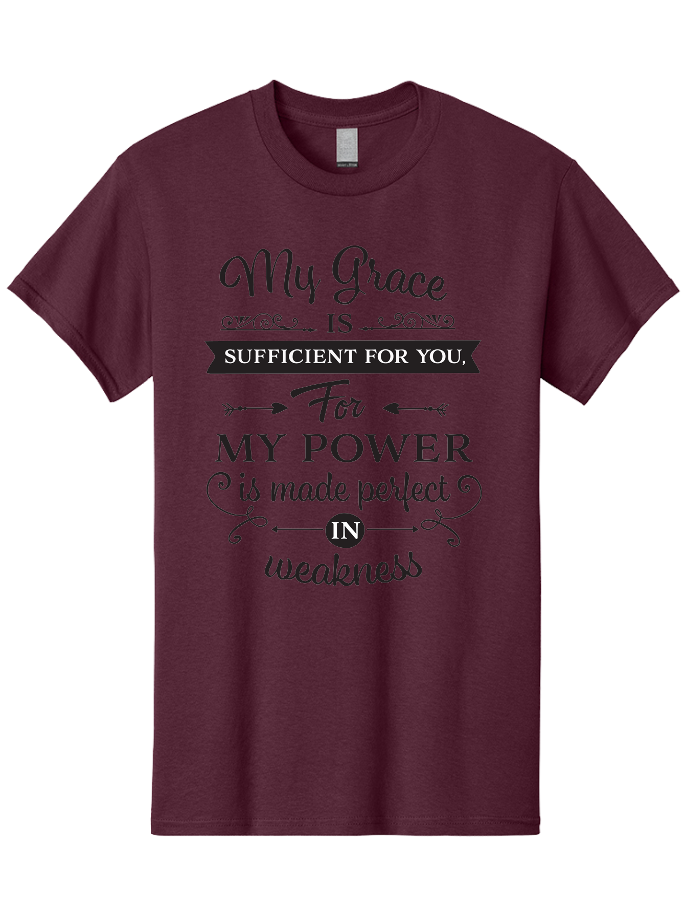 My-Grace-Is-Sufficient Men'S Graphic Tee, 100% Cotton, Comfortable Casual Summer Wear, Machine Washable, Inspirational Quote, Motivational Words, Faith-Based Message, Spiritual Guidance, Encouraging Scripture, Divine Love, Sacred Text, Aad038