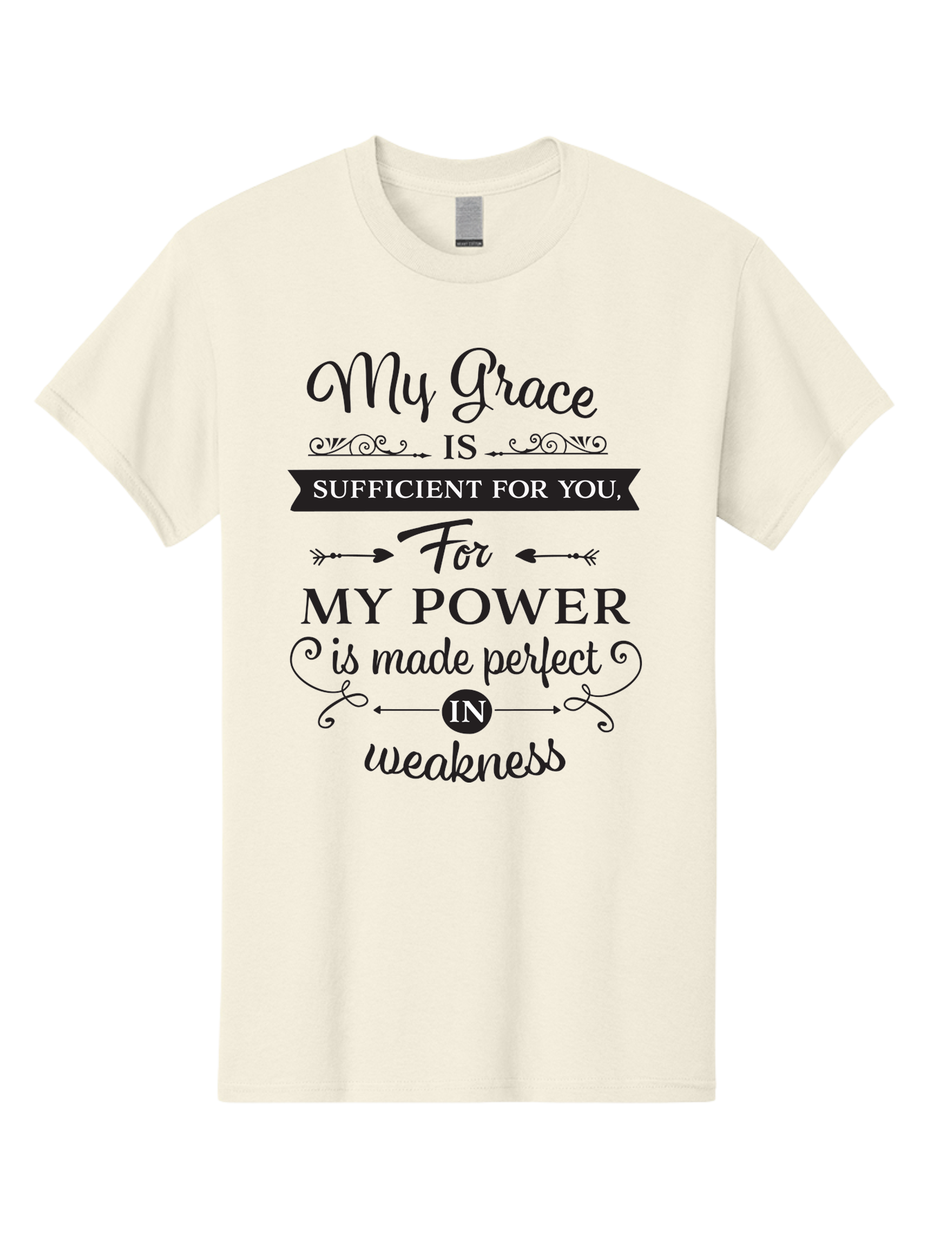 My-Grace-Is-Sufficient Men'S Graphic Tee, 100% Cotton, Comfortable Casual Summer Wear, Machine Washable, Inspirational Quote, Motivational Words, Faith-Based Message, Spiritual Guidance, Encouraging Scripture, Divine Love, Sacred Text, Aad038