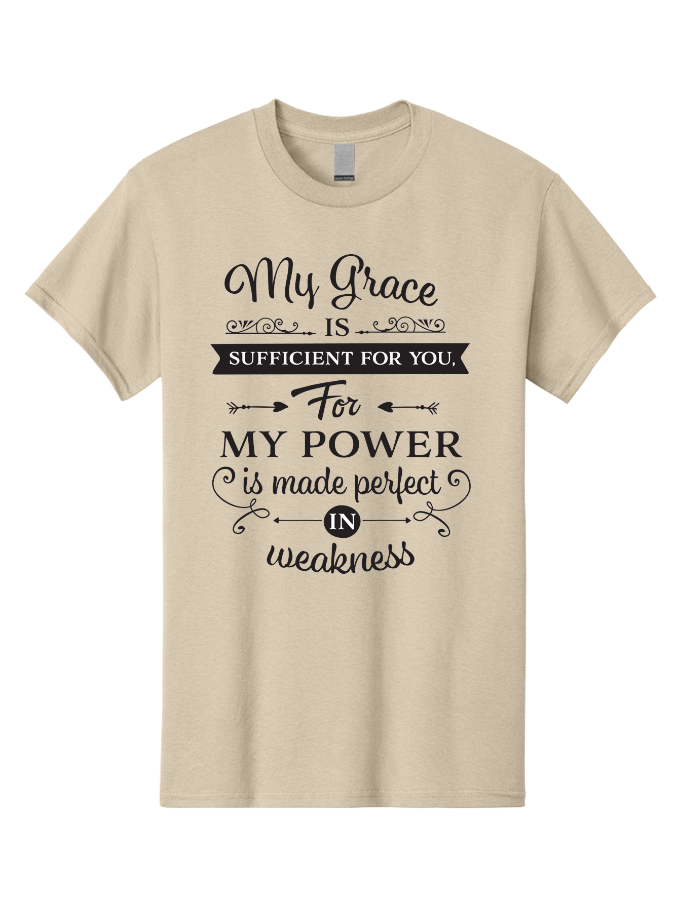 My-Grace-Is-Sufficient Men'S Graphic Tee, 100% Cotton, Comfortable Casual Summer Wear, Machine Washable, Inspirational Quote, Motivational Words, Faith-Based Message, Spiritual Guidance, Encouraging Scripture, Divine Love, Sacred Text, Aad038