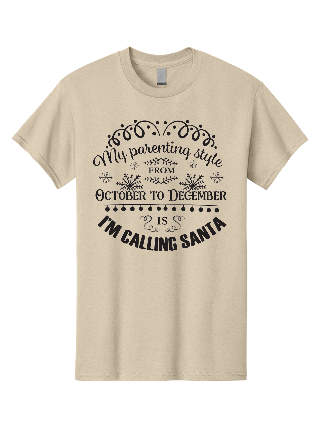 My-Parenting-Style Men'S Graphic Tee, 100% Cotton, Comfortable Casual Summer Wear, Machine Washable, Funny Parenting Quote, Parenting Style, Holiday Humor, Christmas Magic, Parenting Memes, Humorous Quote, Festive, Aad045