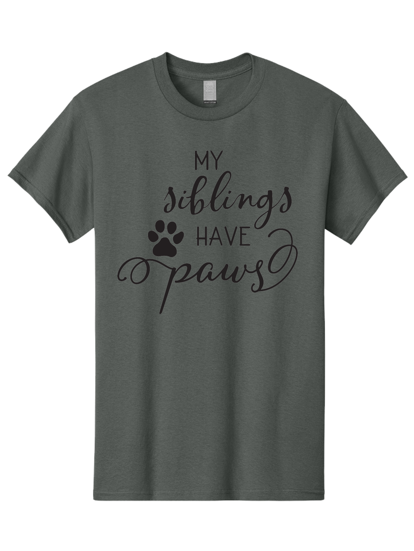 My-Siblings-Have-Paws Men'S Graphic Tee, 100% Cotton, Comfortable Casual Summer Wear, Machine Washable, Sibling Love, Pet Owners, Dog Lovers, Funny Quote, Playful Design, Animal Theme, Paw Print, Unique Gift, Pet Siblings Aad047