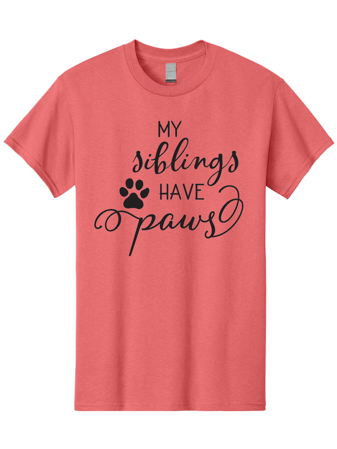 My-Siblings-Have-Paws Men'S Graphic Tee, 100% Cotton, Comfortable Casual Summer Wear, Machine Washable, Sibling Love, Pet Owners, Dog Lovers, Funny Quote, Playful Design, Animal Theme, Paw Print, Unique Gift, Pet Siblings Aad047