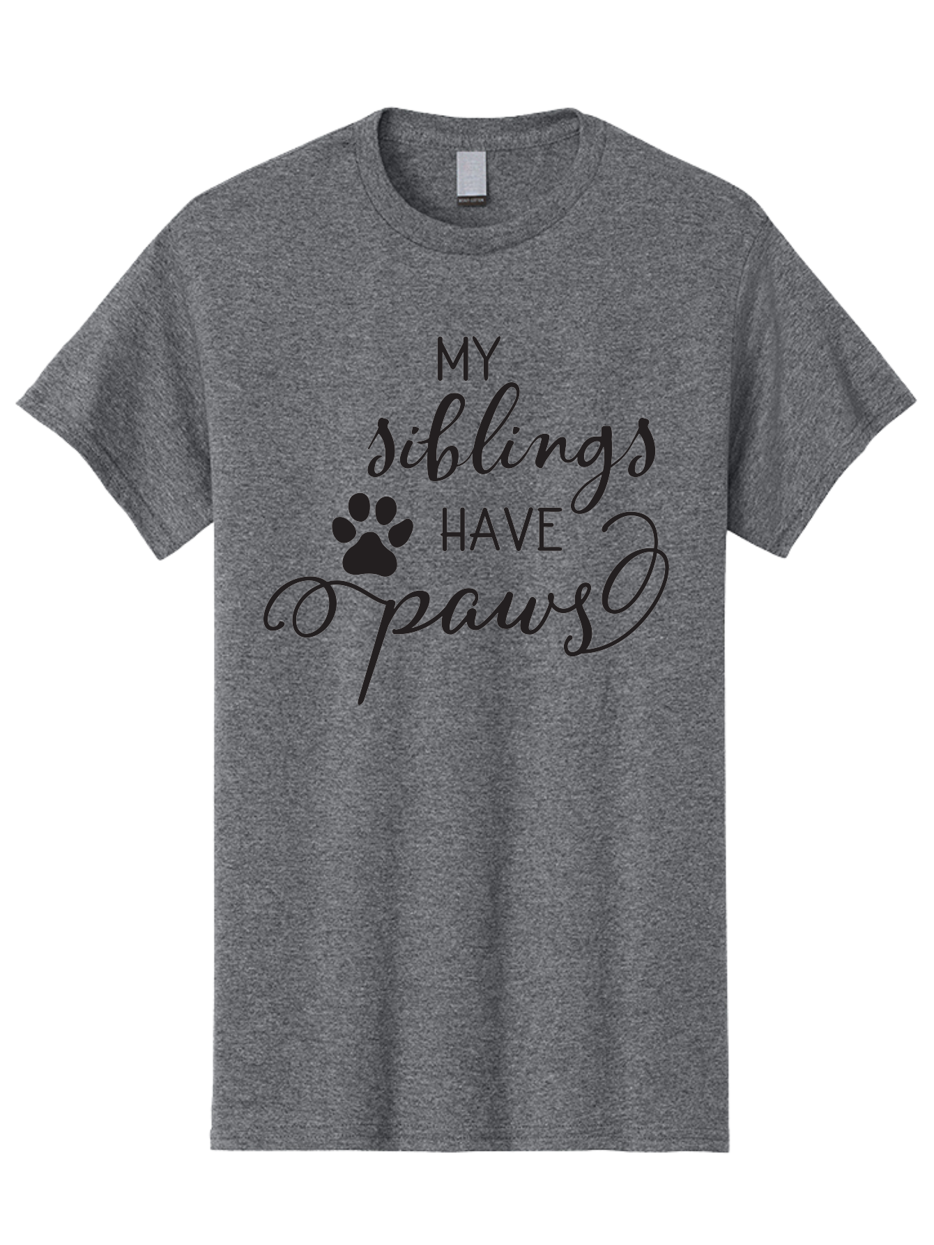 My-Siblings-Have-Paws Men'S Graphic Tee, 100% Cotton, Comfortable Casual Summer Wear, Machine Washable, Sibling Love, Pet Owners, Dog Lovers, Funny Quote, Playful Design, Animal Theme, Paw Print, Unique Gift, Pet Siblings Aad047