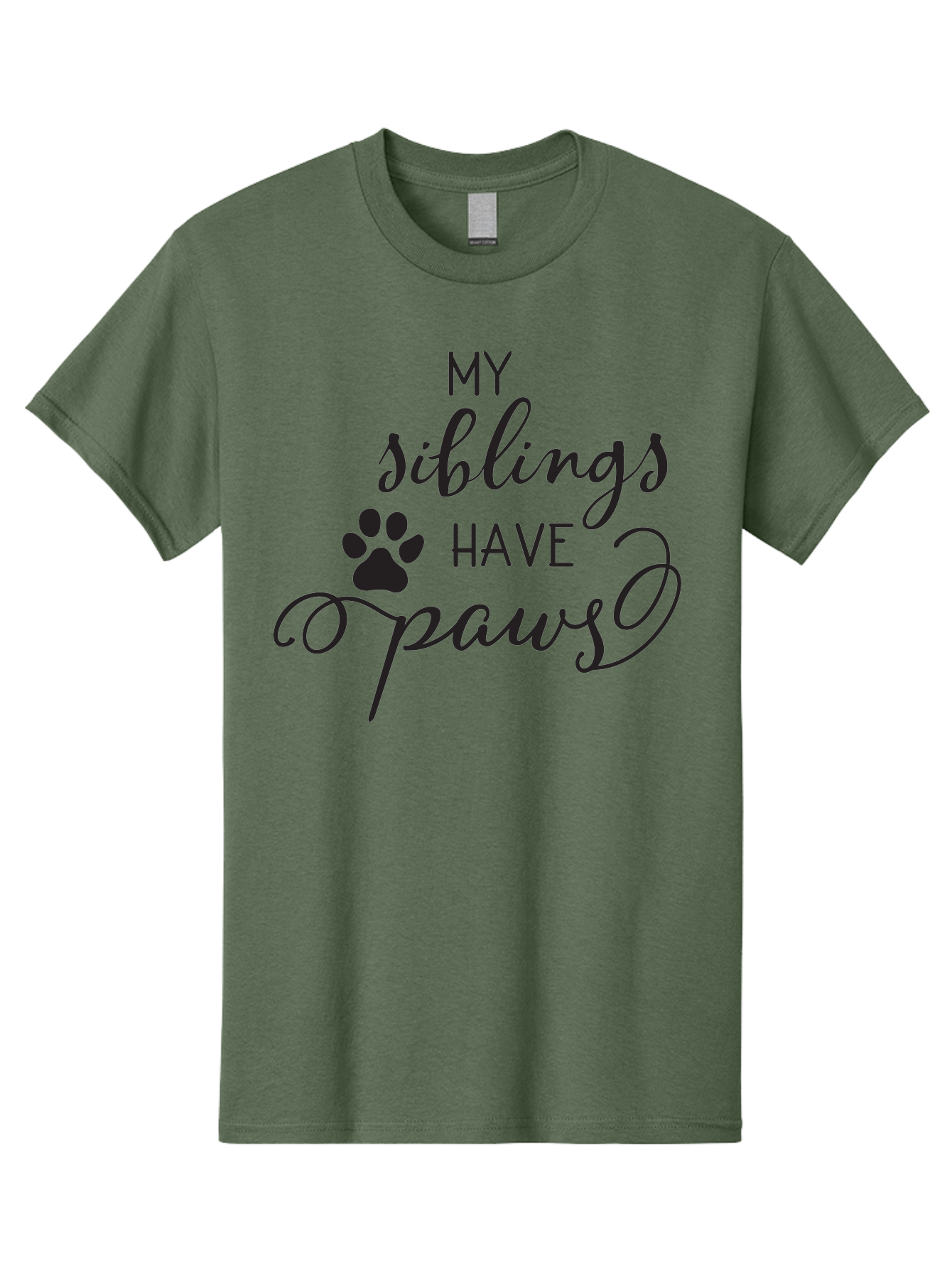 My-Siblings-Have-Paws Men'S Graphic Tee, 100% Cotton, Comfortable Casual Summer Wear, Machine Washable, Sibling Love, Pet Owners, Dog Lovers, Funny Quote, Playful Design, Animal Theme, Paw Print, Unique Gift, Pet Siblings Aad047