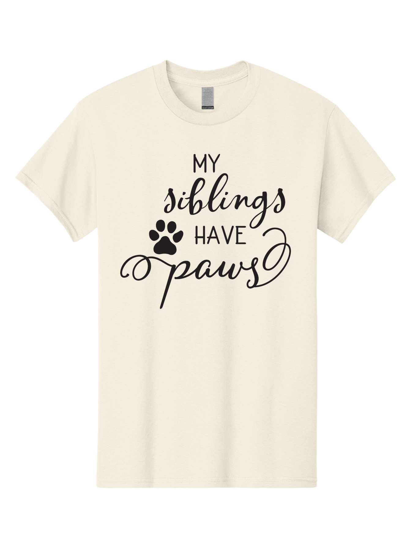 My-Siblings-Have-Paws Men'S Graphic Tee, 100% Cotton, Comfortable Casual Summer Wear, Machine Washable, Sibling Love, Pet Owners, Dog Lovers, Funny Quote, Playful Design, Animal Theme, Paw Print, Unique Gift, Pet Siblings Aad047