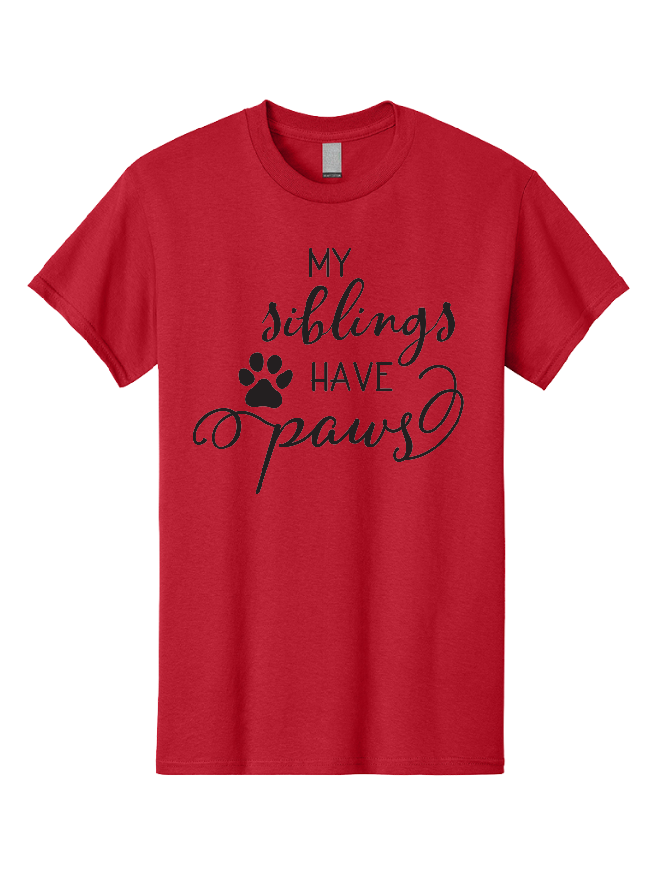 My-Siblings-Have-Paws Men'S Graphic Tee, 100% Cotton, Comfortable Casual Summer Wear, Machine Washable, Sibling Love, Pet Owners, Dog Lovers, Funny Quote, Playful Design, Animal Theme, Paw Print, Unique Gift, Pet Siblings Aad047