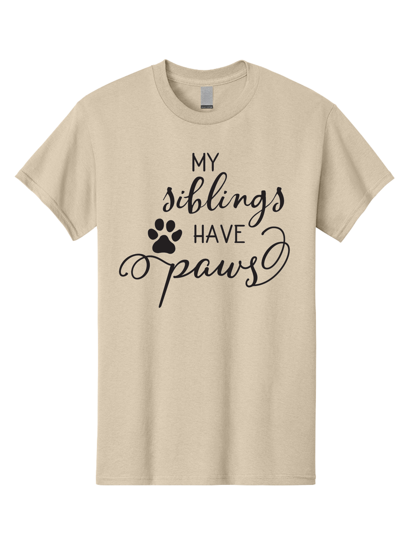My-Siblings-Have-Paws Men'S Graphic Tee, 100% Cotton, Comfortable Casual Summer Wear, Machine Washable, Sibling Love, Pet Owners, Dog Lovers, Funny Quote, Playful Design, Animal Theme, Paw Print, Unique Gift, Pet Siblings Aad047