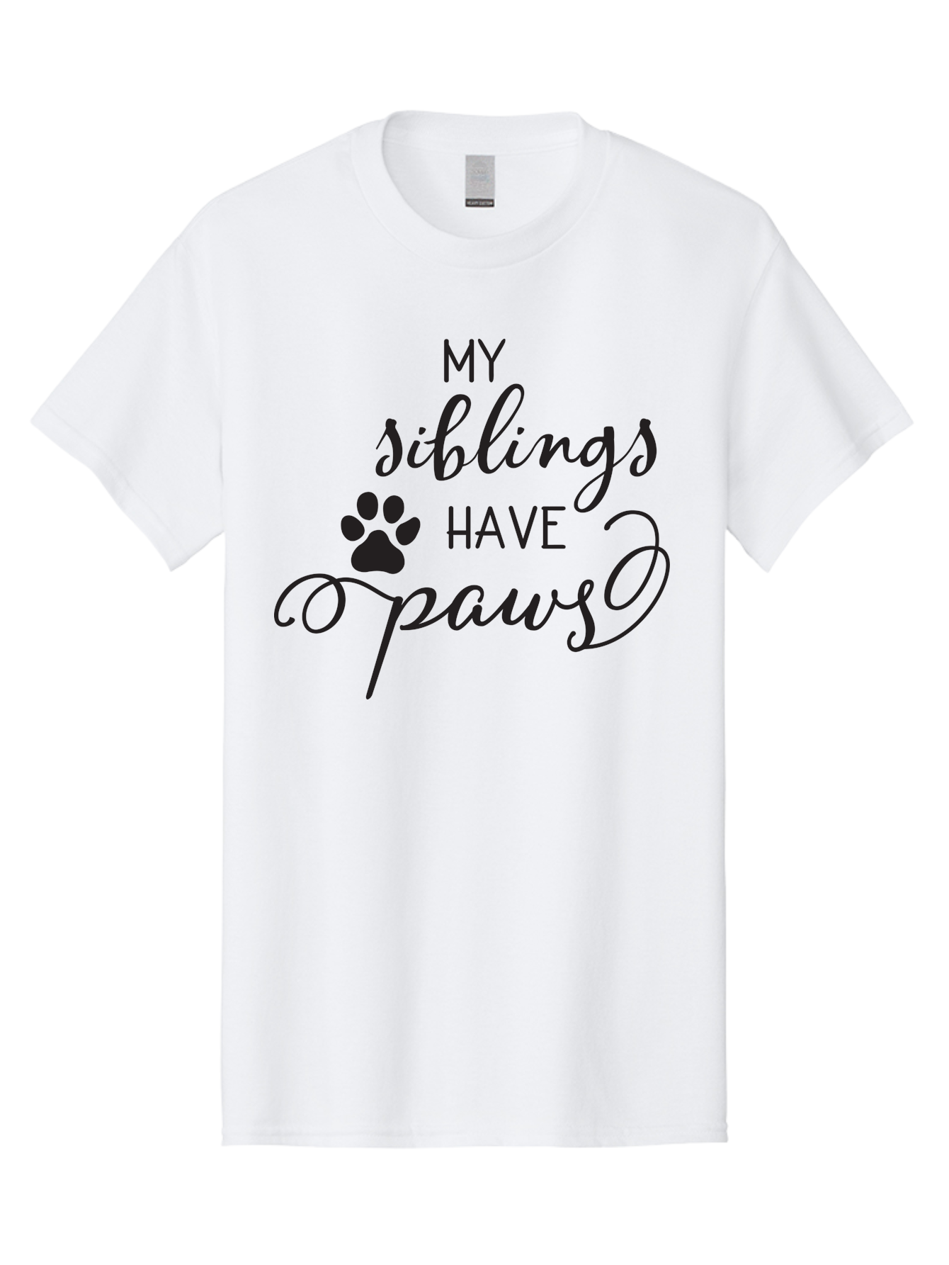 My-Siblings-Have-Paws Men'S Graphic Tee, 100% Cotton, Comfortable Casual Summer Wear, Machine Washable, Sibling Love, Pet Owners, Dog Lovers, Funny Quote, Playful Design, Animal Theme, Paw Print, Unique Gift, Pet Siblings Aad047
