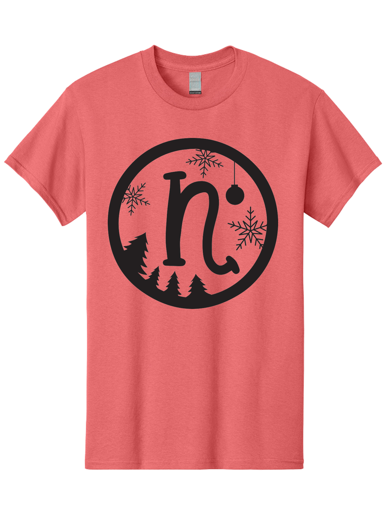 N Men'S Graphic Tee, 100% Cotton, Comfortable Casual Summer Wear, Machine Washable, Winter Wonderland, Snowflakes, Christmas Ornament, Pine Trees, Festive Decor, Holiday Theme, Winter Season Aad049