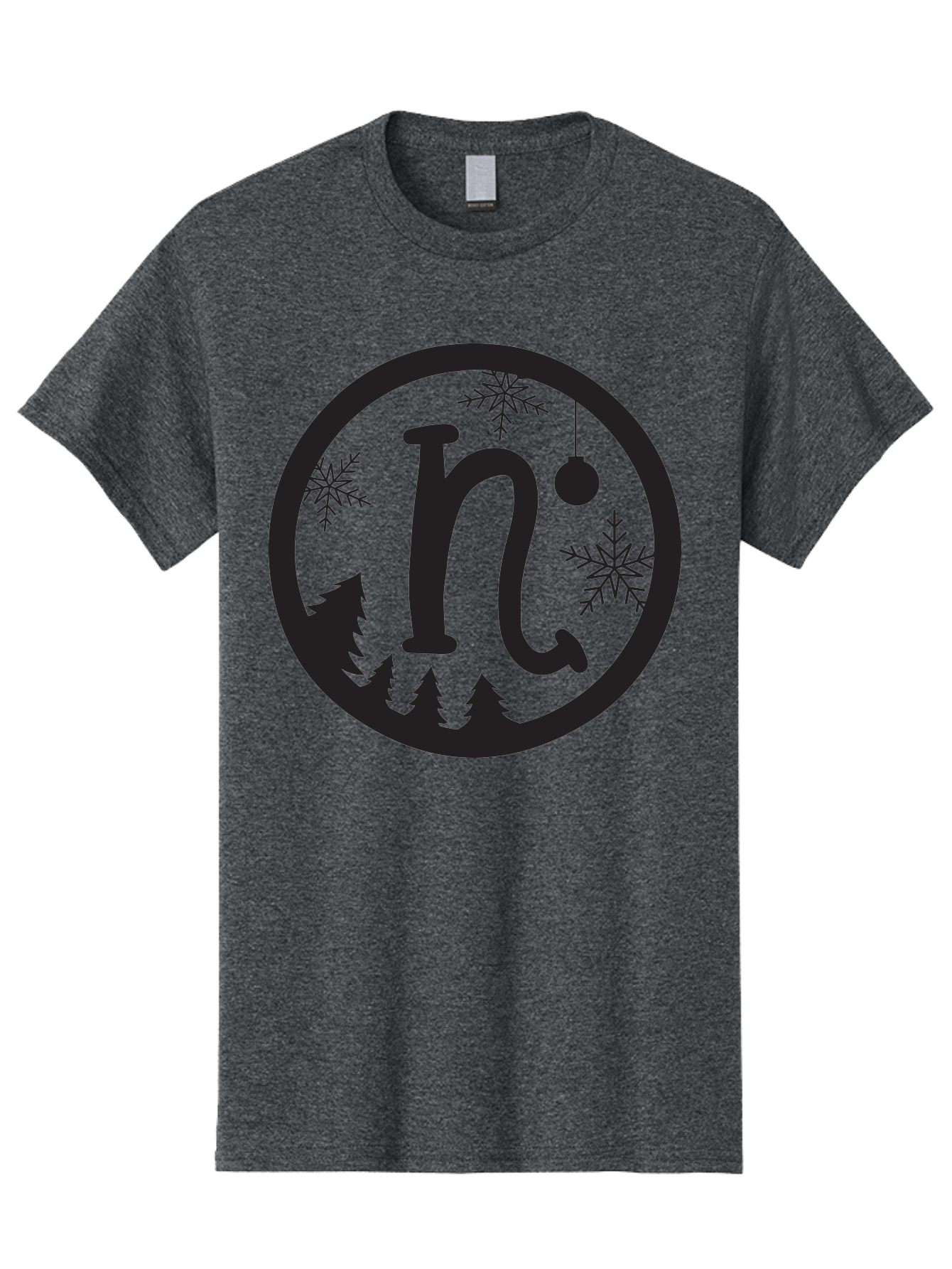 N Men'S Graphic Tee, 100% Cotton, Comfortable Casual Summer Wear, Machine Washable, Winter Wonderland, Snowflakes, Christmas Ornament, Pine Trees, Festive Decor, Holiday Theme, Winter Season Aad049