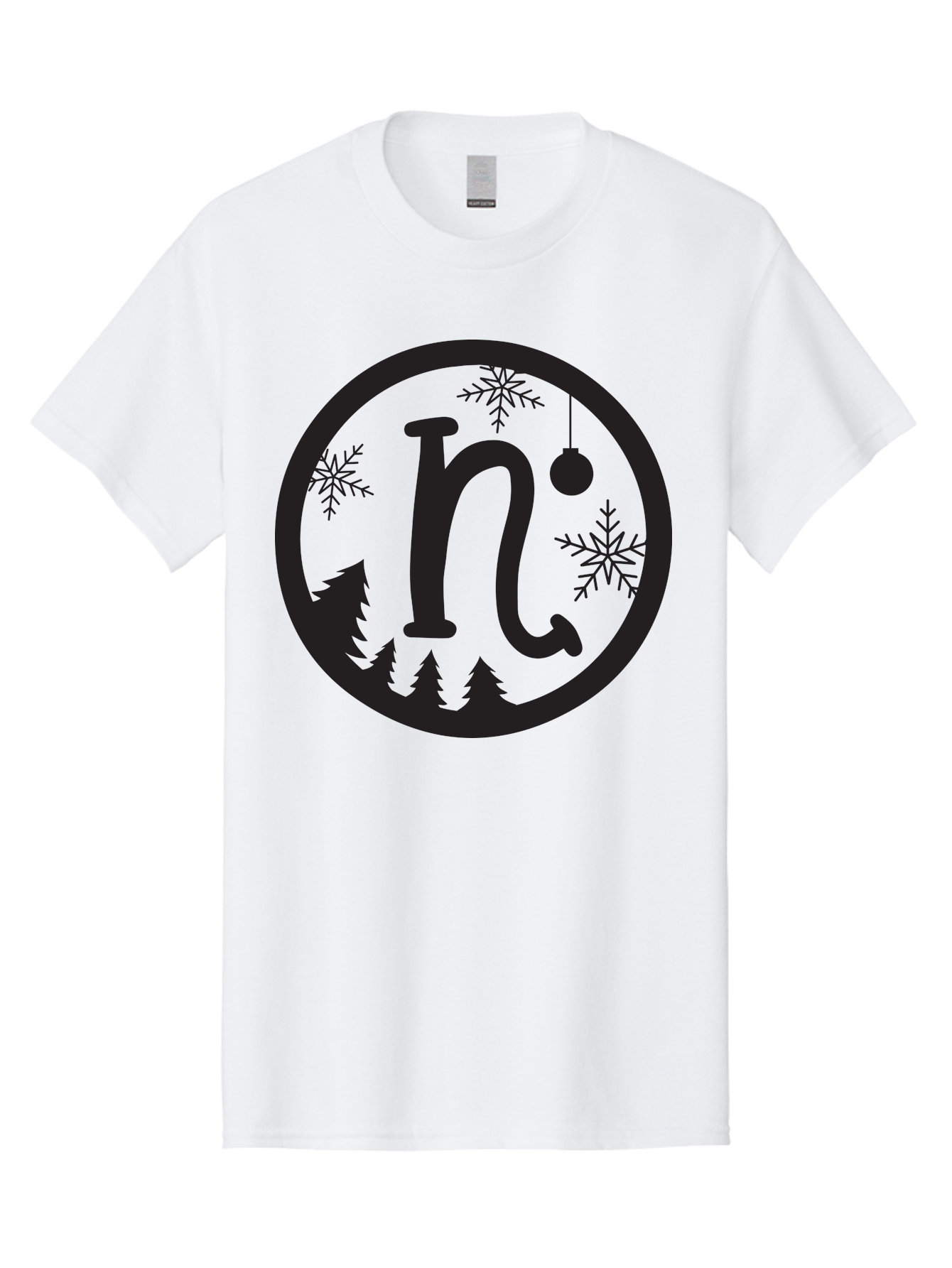 N Men'S Graphic Tee, 100% Cotton, Comfortable Casual Summer Wear, Machine Washable, Winter Wonderland, Snowflakes, Christmas Ornament, Pine Trees, Festive Decor, Holiday Theme, Winter Season Aad049