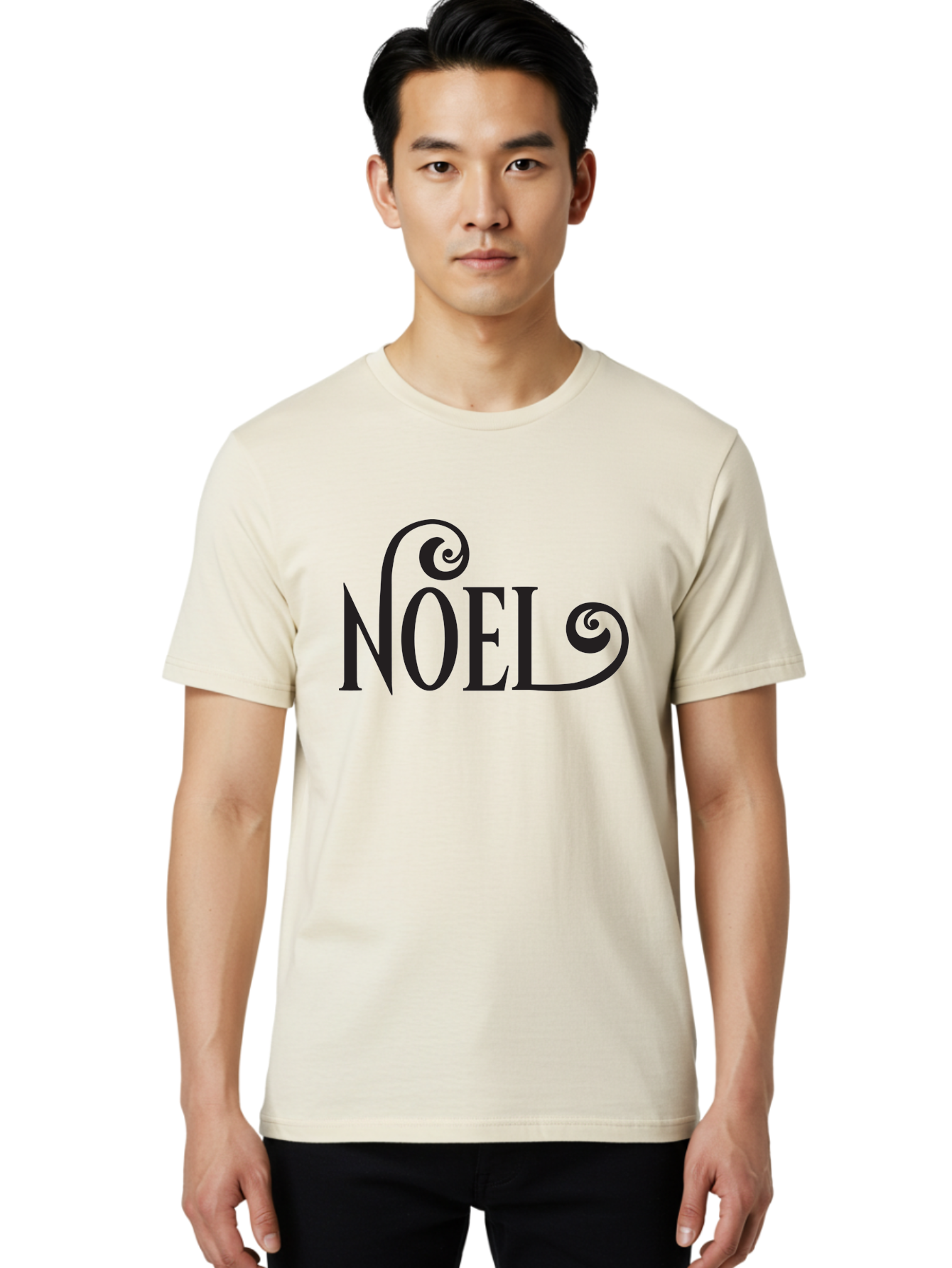 Noel-1 Men'S Graphic Tee, 100% Cotton, Comfortable Casual Summer Wear, Machine Washable, Christmas Greeting, Holiday Card, Festive Design, Elegant Typography, Black Text, Decorative Swirls, Christmas Theme, Winter Holiday, Season'S Greetings Aad056