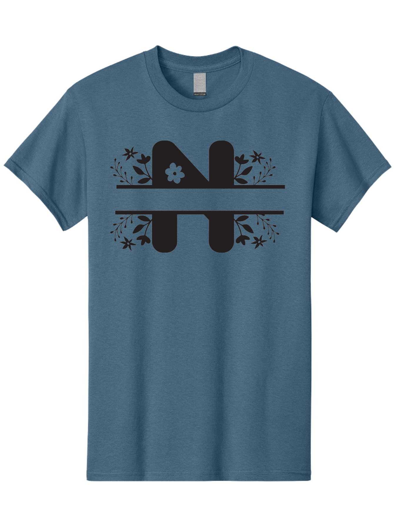 Nt-Logo Men'S Graphic Tee, 100% Cotton, Comfortable Casual Summer Wear, Machine Washable, Stylish Alphabet, Floral Design, Artistic Typography, Decorative Lettering, Elegant Font Style, Creative Graphics, Floral Motifs, Bold Typography, Aad061