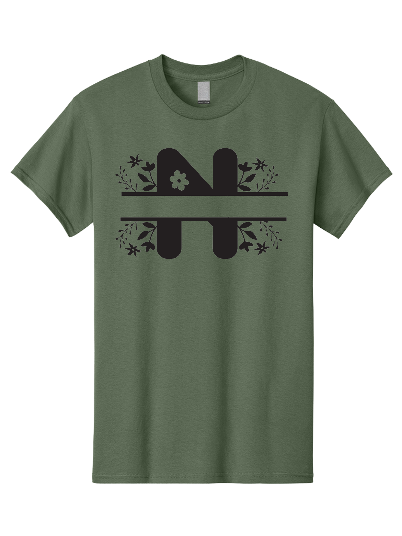 Nt-Logo Men'S Graphic Tee, 100% Cotton, Comfortable Casual Summer Wear, Machine Washable, Stylish Alphabet, Floral Design, Artistic Typography, Decorative Lettering, Elegant Font Style, Creative Graphics, Floral Motifs, Bold Typography, Aad061
