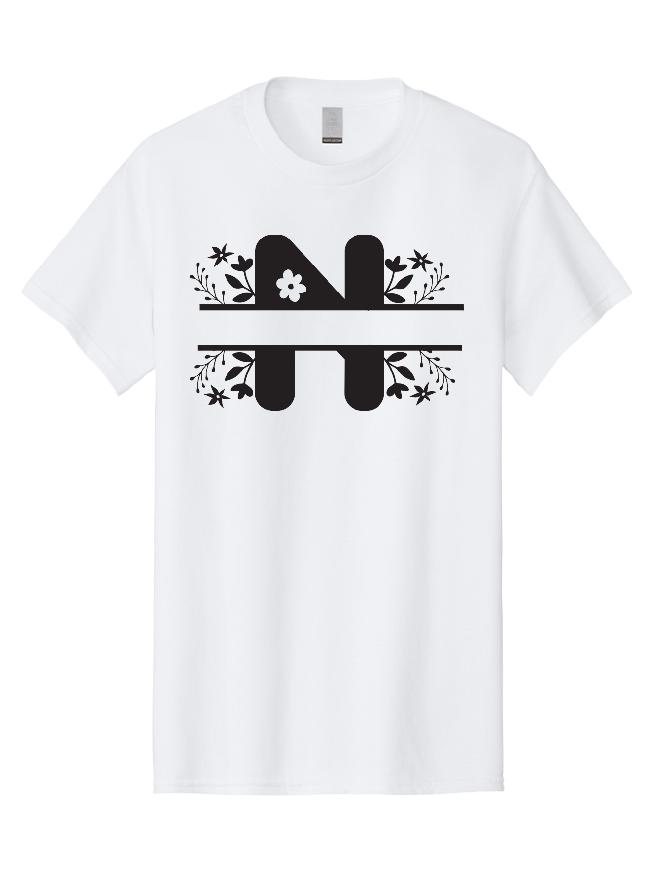 Nt-Logo Men'S Graphic Tee, 100% Cotton, Comfortable Casual Summer Wear, Machine Washable, Stylish Alphabet, Floral Design, Artistic Typography, Decorative Lettering, Elegant Font Style, Creative Graphics, Floral Motifs, Bold Typography, Aad061