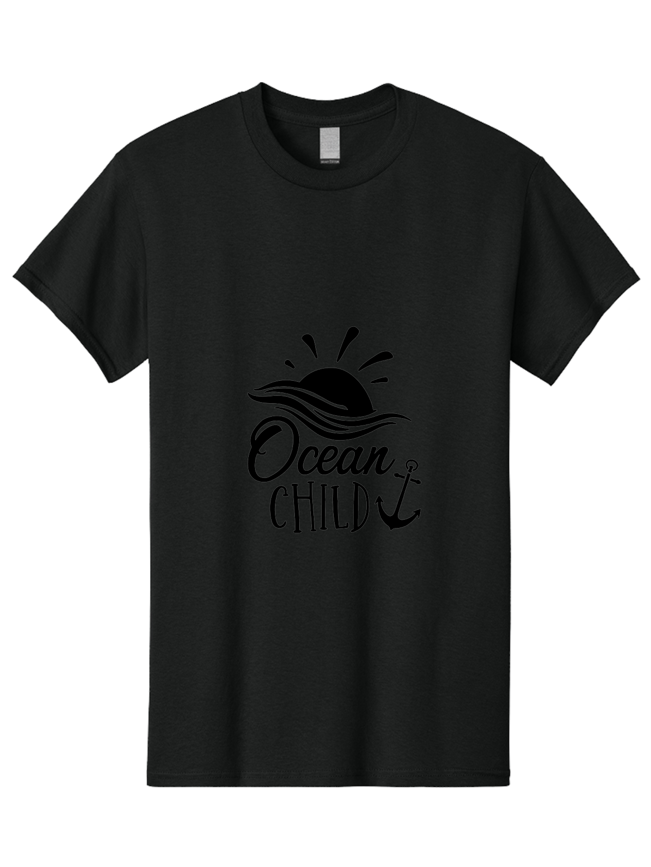 Ocean-Child Men'S Graphic Tee, 100% Cotton, Comfortable Casual Summer Wear, Machine Washable, Ocean Child, Nautical Theme, Ocean Waves, Setting Sun, Anchor Symbol, Beach Vibes, Ocean Lover Gifts, Sea Inspiration, Coastal Elements Aad062