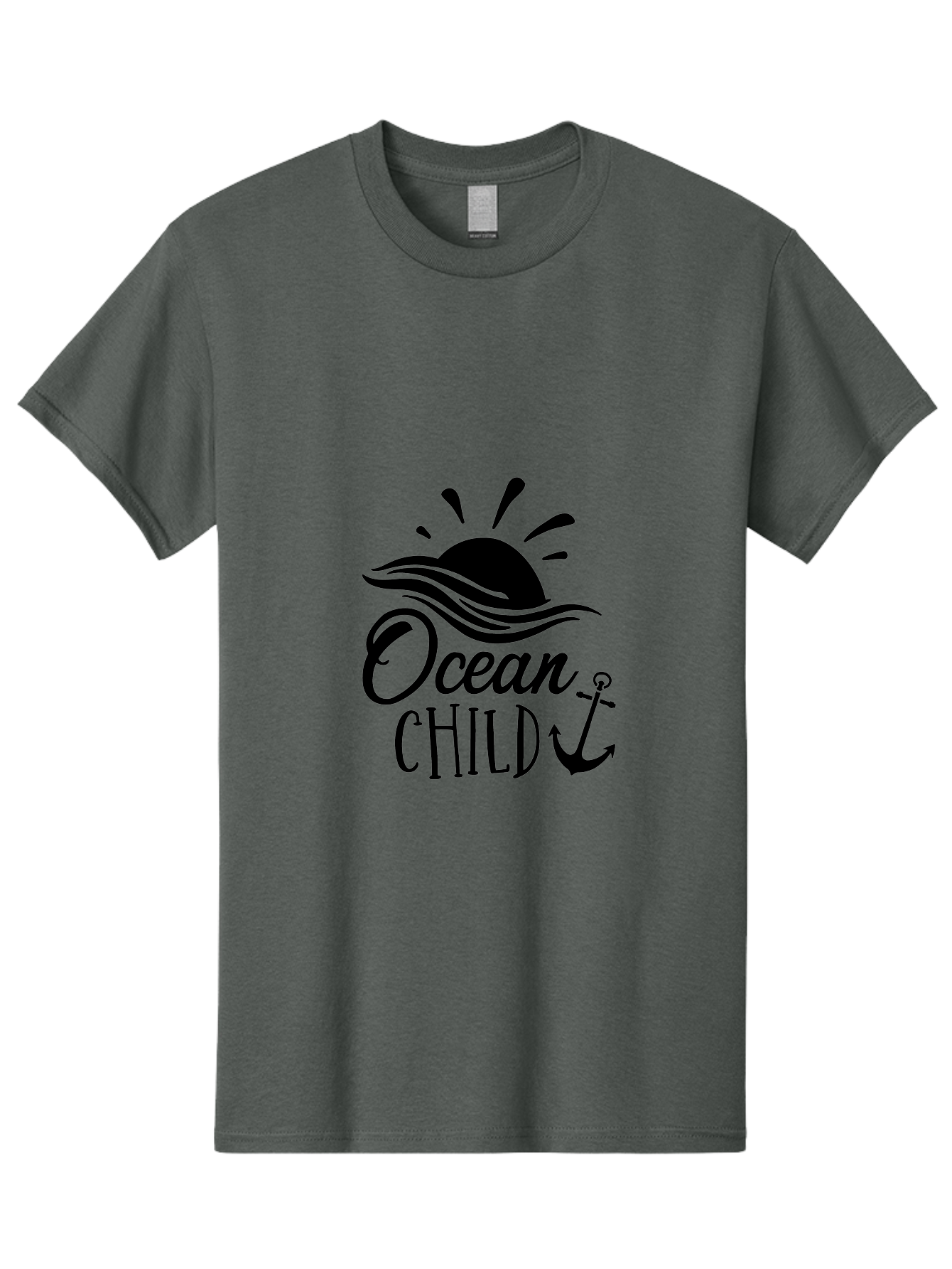 Ocean-Child Men'S Graphic Tee, 100% Cotton, Comfortable Casual Summer Wear, Machine Washable, Ocean Child, Nautical Theme, Ocean Waves, Setting Sun, Anchor Symbol, Beach Vibes, Ocean Lover Gifts, Sea Inspiration, Coastal Elements Aad062