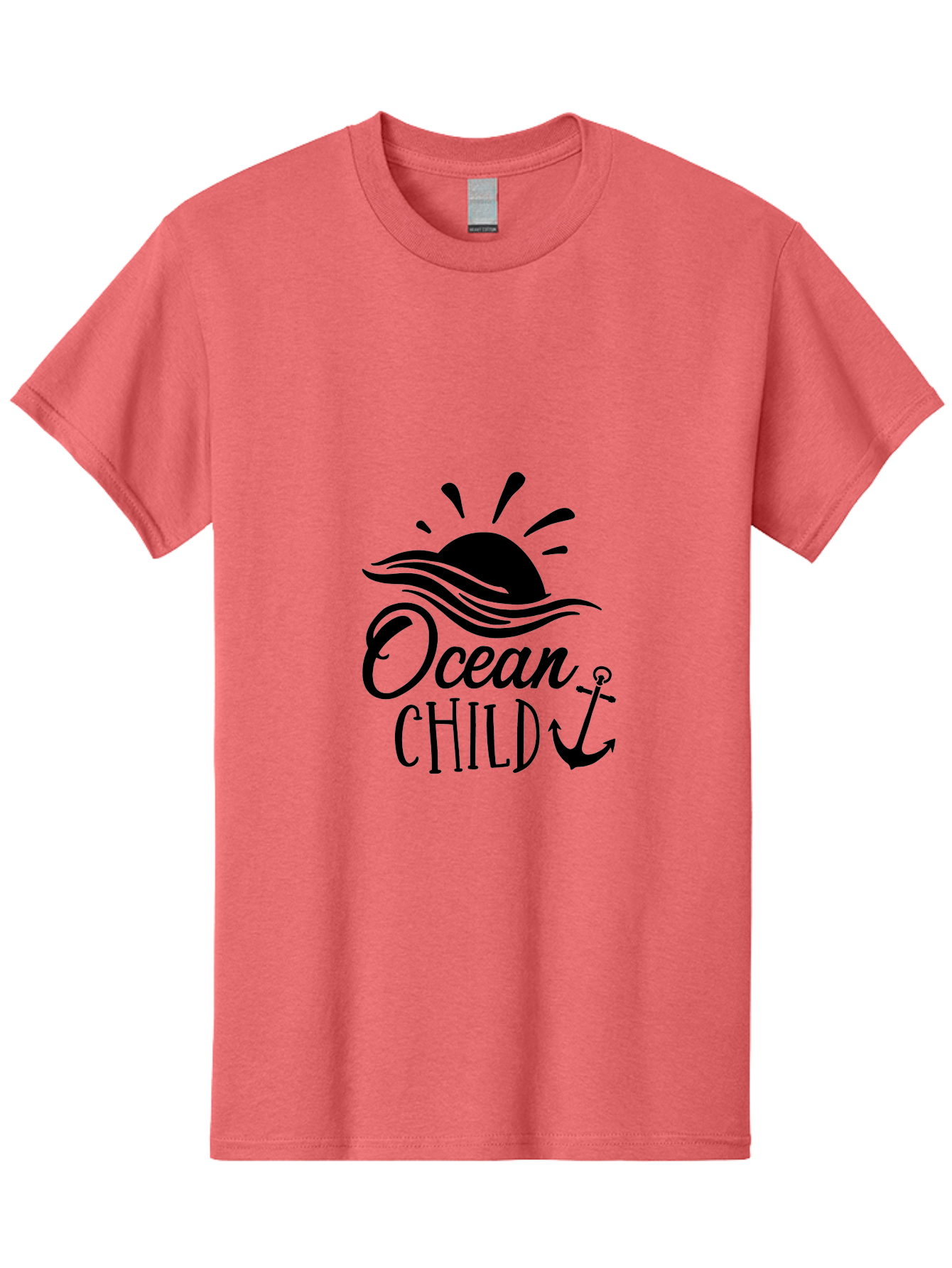 Ocean-Child Men'S Graphic Tee, 100% Cotton, Comfortable Casual Summer Wear, Machine Washable, Ocean Child, Nautical Theme, Ocean Waves, Setting Sun, Anchor Symbol, Beach Vibes, Ocean Lover Gifts, Sea Inspiration, Coastal Elements Aad062