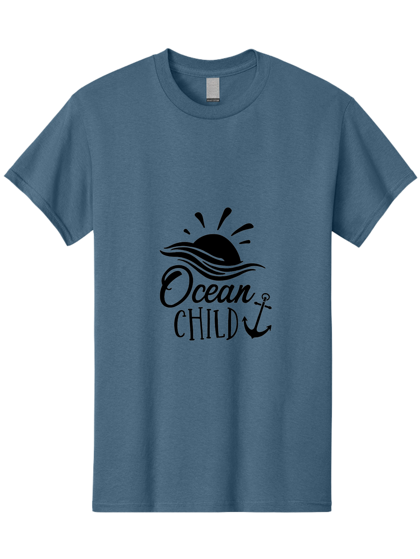 Ocean-Child Men'S Graphic Tee, 100% Cotton, Comfortable Casual Summer Wear, Machine Washable, Ocean Child, Nautical Theme, Ocean Waves, Setting Sun, Anchor Symbol, Beach Vibes, Ocean Lover Gifts, Sea Inspiration, Coastal Elements Aad062