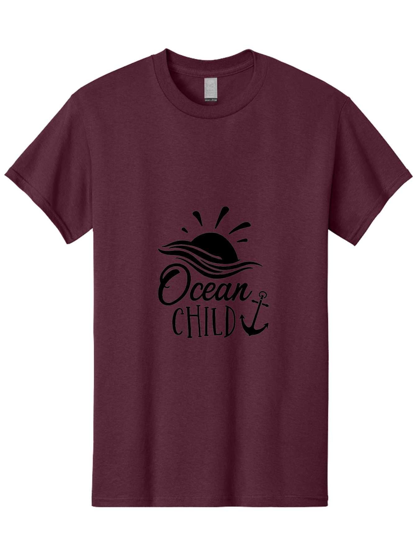 Ocean-Child Men'S Graphic Tee, 100% Cotton, Comfortable Casual Summer Wear, Machine Washable, Ocean Child, Nautical Theme, Ocean Waves, Setting Sun, Anchor Symbol, Beach Vibes, Ocean Lover Gifts, Sea Inspiration, Coastal Elements Aad062