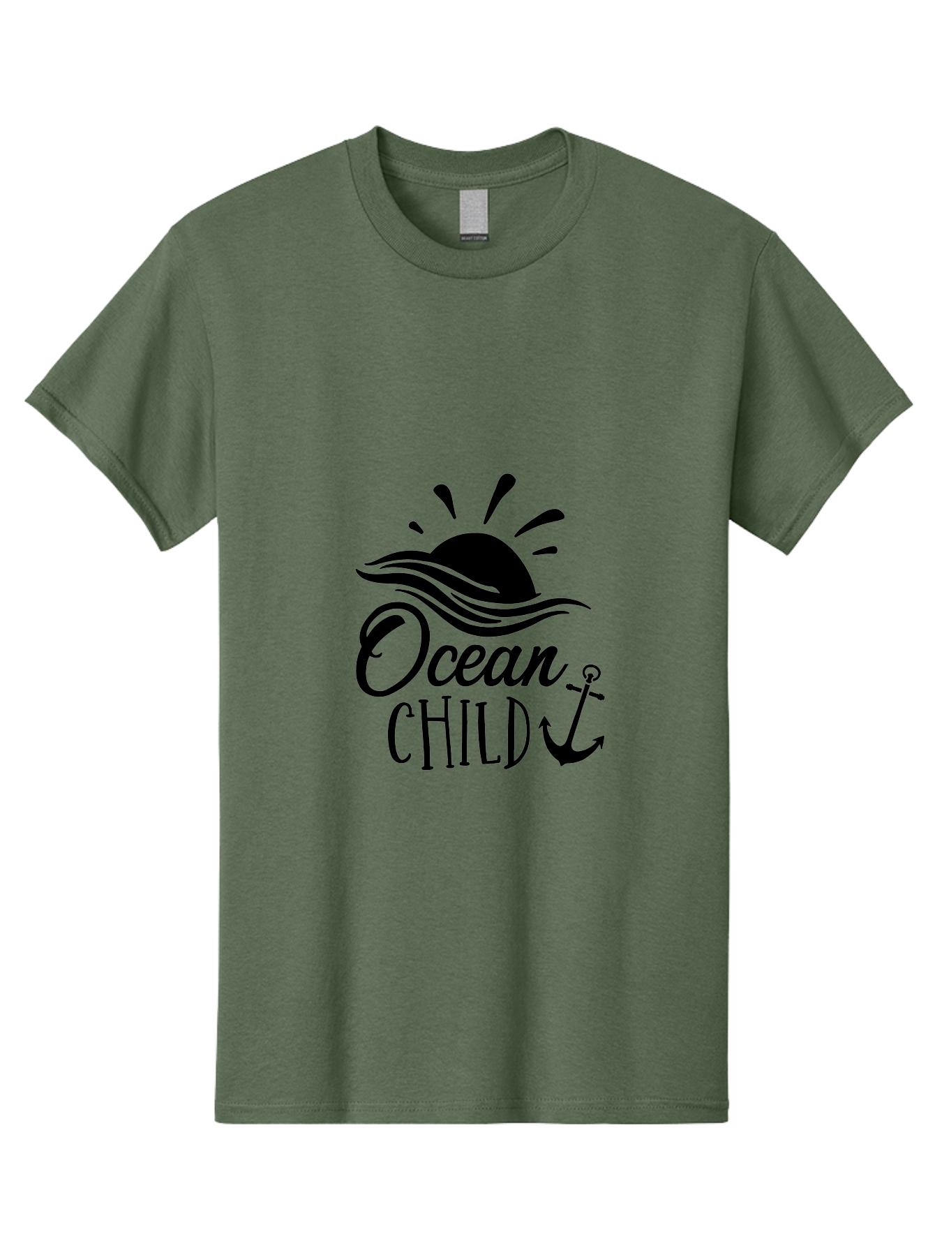 Ocean-Child Men'S Graphic Tee, 100% Cotton, Comfortable Casual Summer Wear, Machine Washable, Ocean Child, Nautical Theme, Ocean Waves, Setting Sun, Anchor Symbol, Beach Vibes, Ocean Lover Gifts, Sea Inspiration, Coastal Elements Aad062