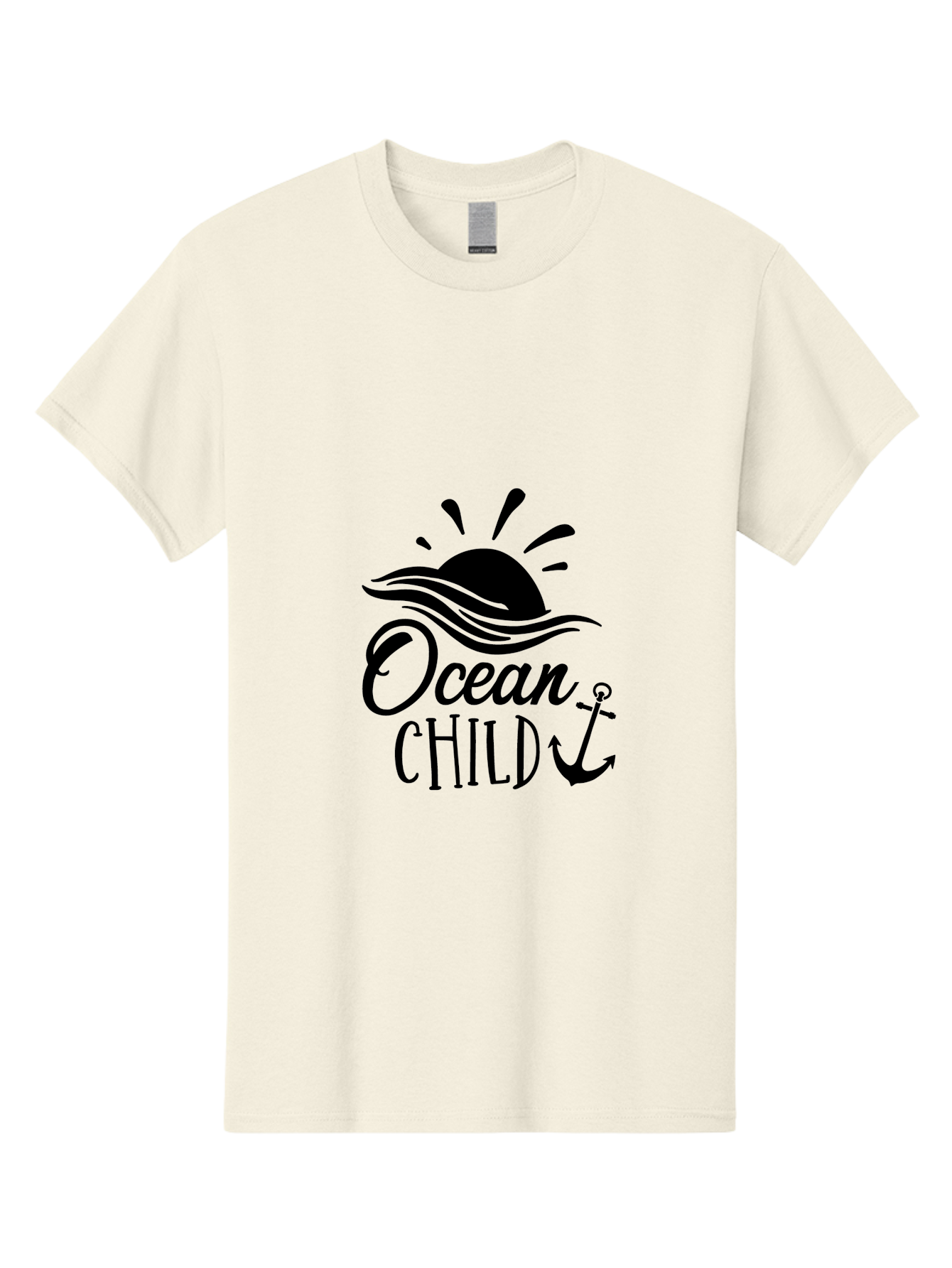 Ocean-Child Men'S Graphic Tee, 100% Cotton, Comfortable Casual Summer Wear, Machine Washable, Ocean Child, Nautical Theme, Ocean Waves, Setting Sun, Anchor Symbol, Beach Vibes, Ocean Lover Gifts, Sea Inspiration, Coastal Elements Aad062
