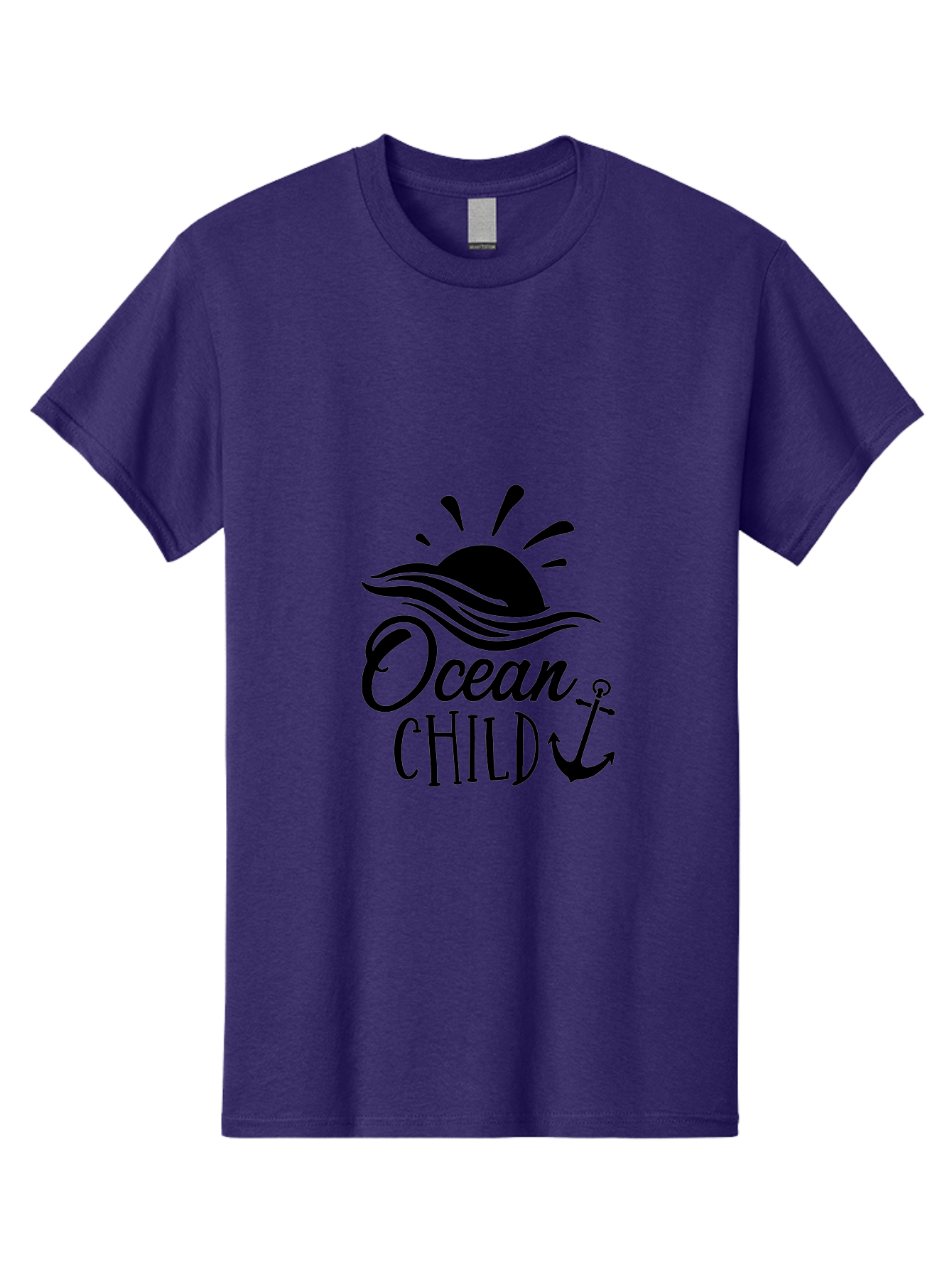 Ocean-Child Men'S Graphic Tee, 100% Cotton, Comfortable Casual Summer Wear, Machine Washable, Ocean Child, Nautical Theme, Ocean Waves, Setting Sun, Anchor Symbol, Beach Vibes, Ocean Lover Gifts, Sea Inspiration, Coastal Elements Aad062