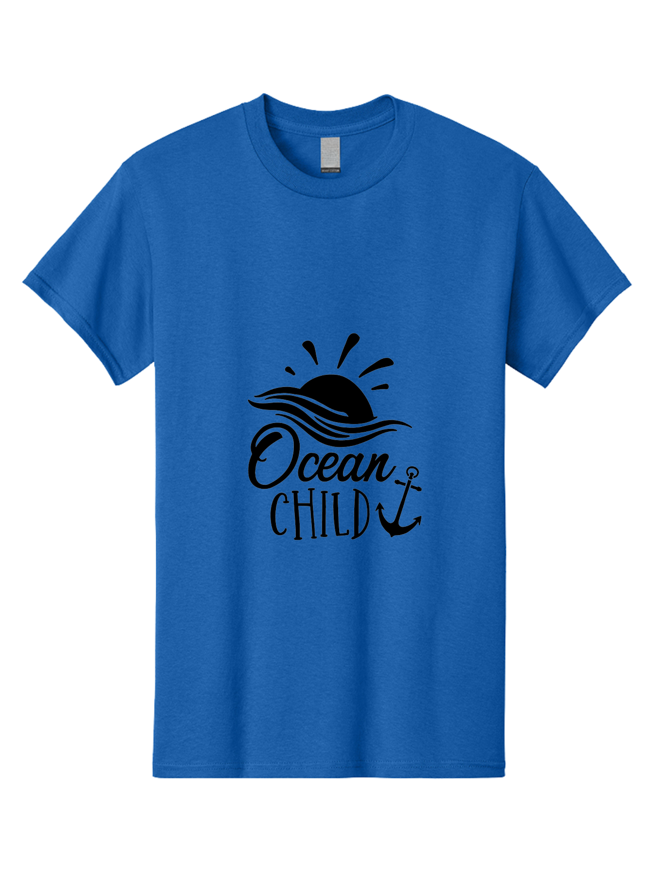 Ocean-Child Men'S Graphic Tee, 100% Cotton, Comfortable Casual Summer Wear, Machine Washable, Ocean Child, Nautical Theme, Ocean Waves, Setting Sun, Anchor Symbol, Beach Vibes, Ocean Lover Gifts, Sea Inspiration, Coastal Elements Aad062